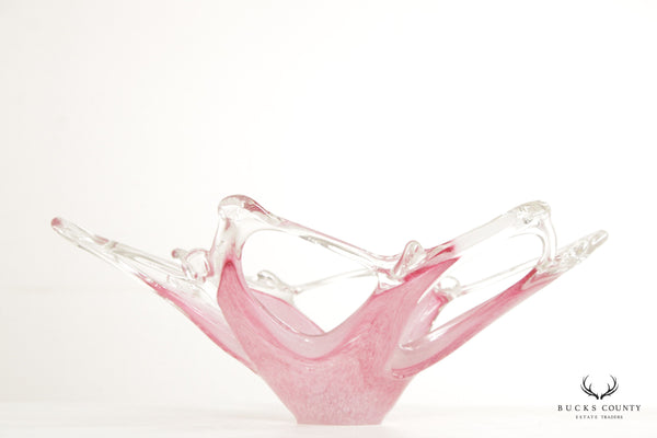 Vintage Pink Murano Style Glass Decorative Bowl