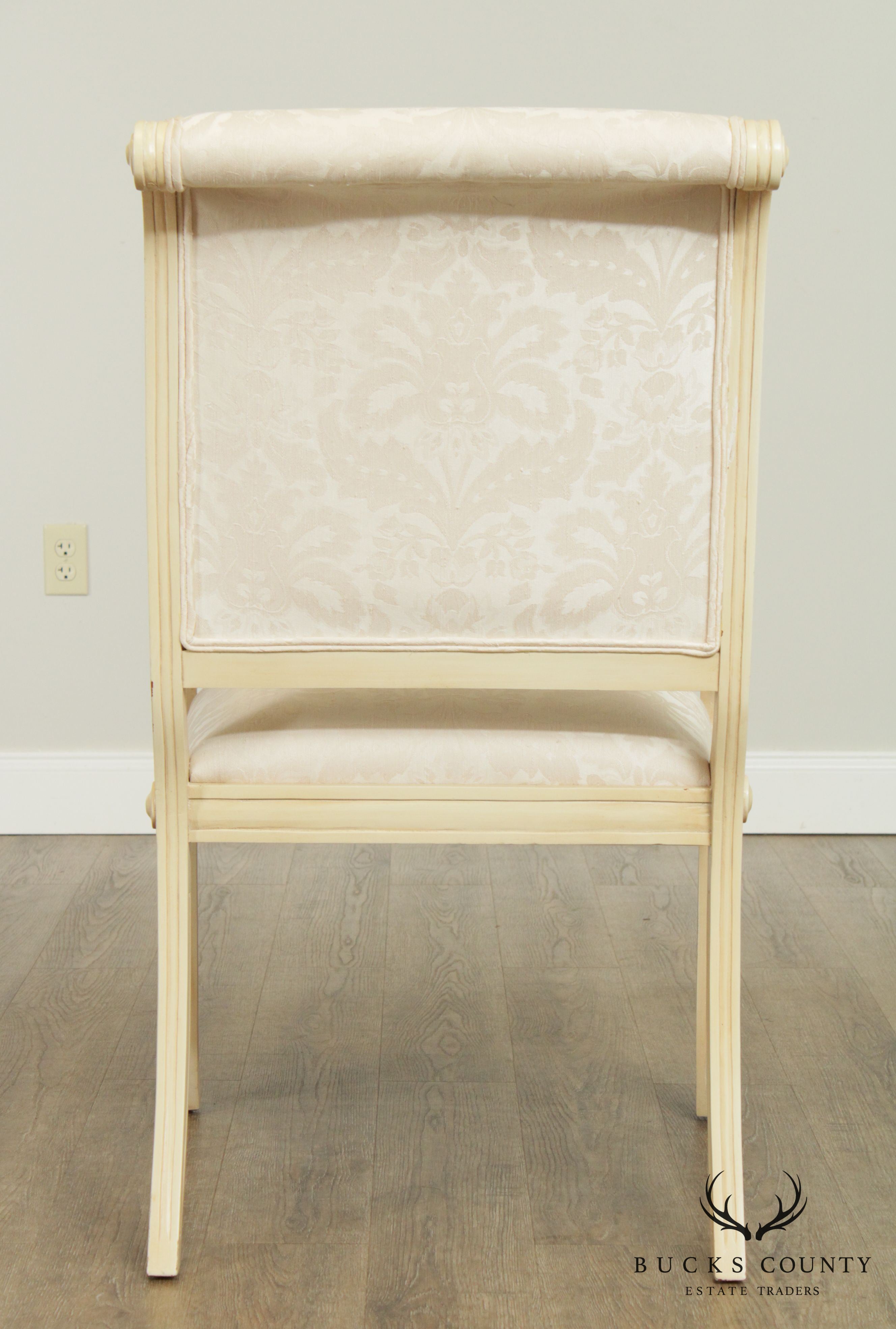 Andre Originals Custom Cream Painted & Upholstered Set 6 Regency Armchairs