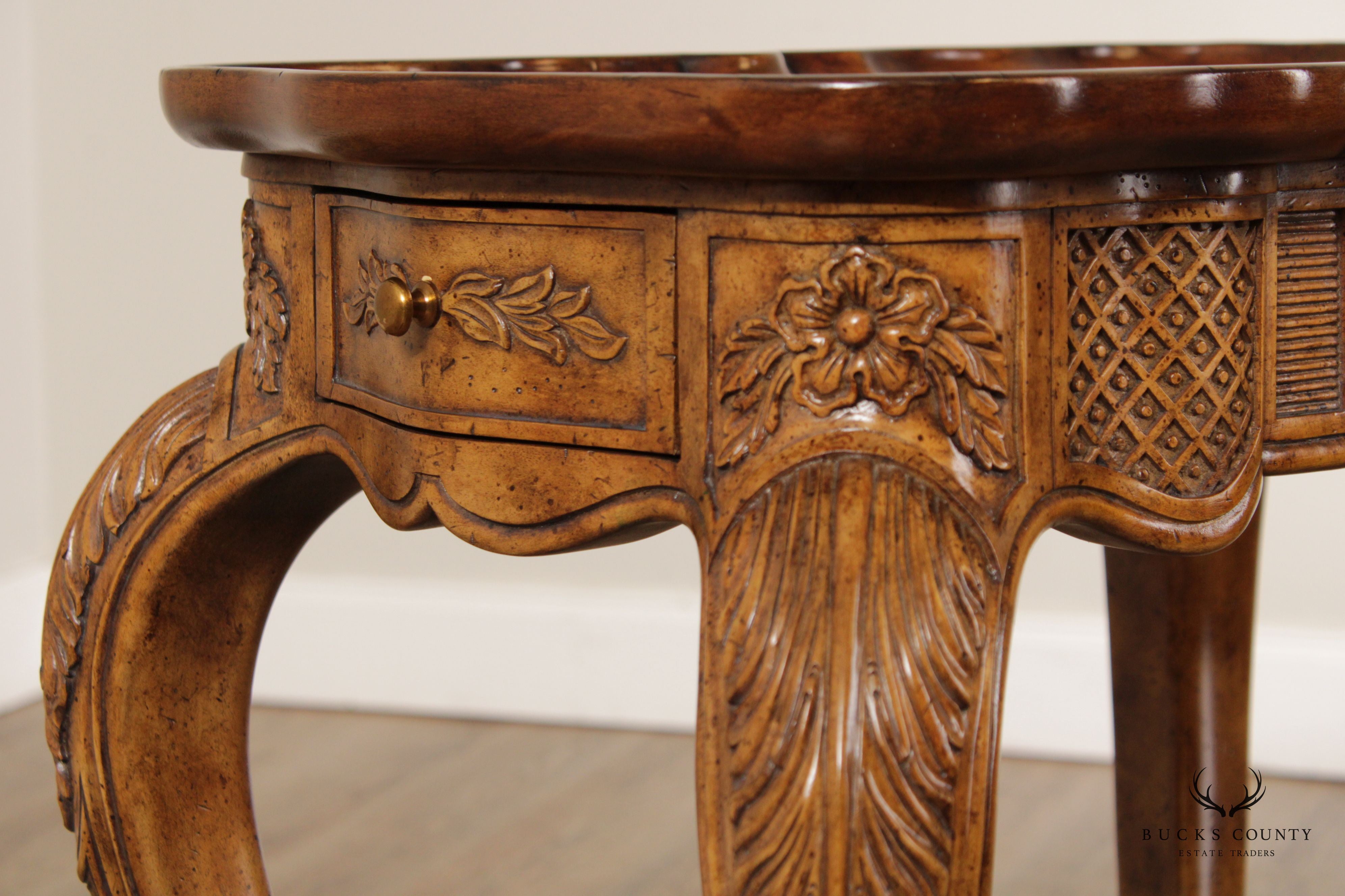 Maitland Smith French Provincial Carved Side Table