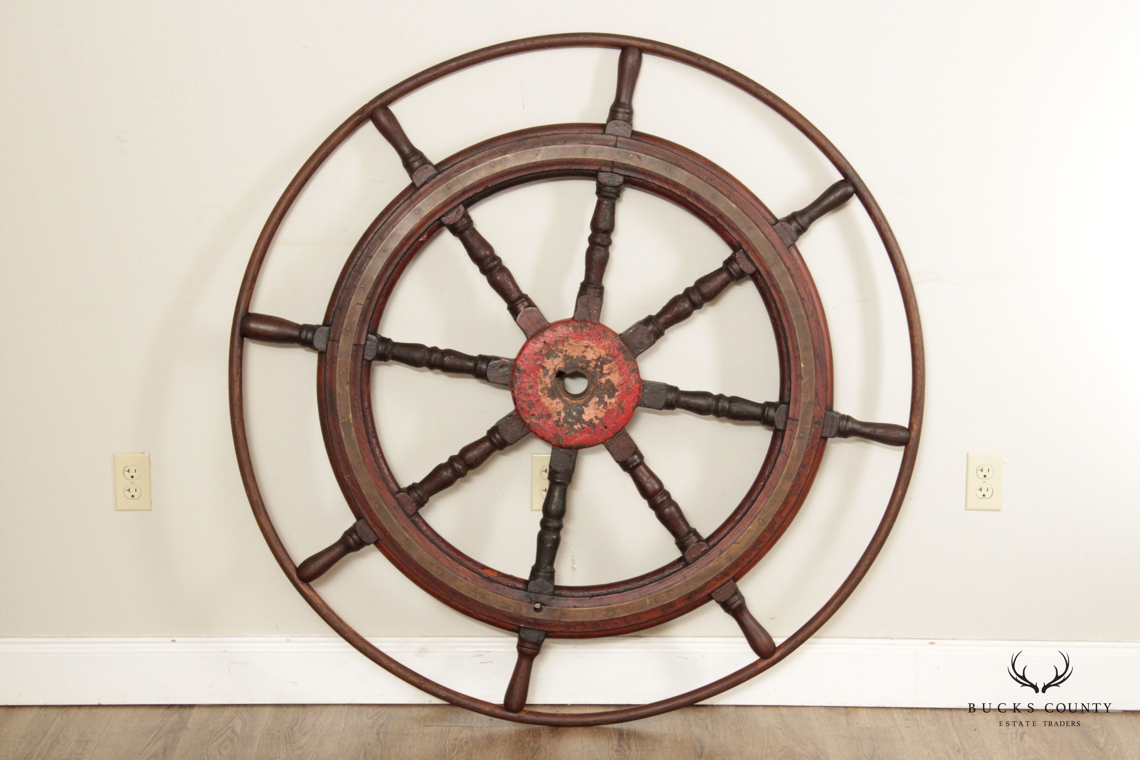 Antique Nautical 52 Inch Wooden Ships Wheel