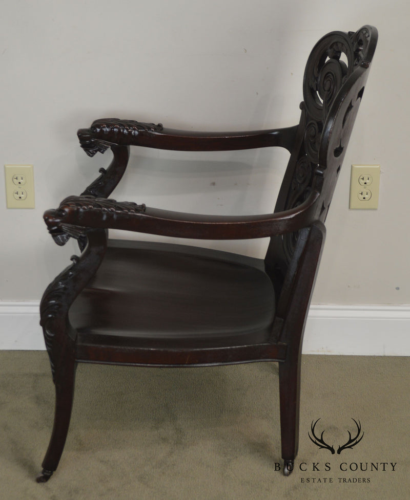 Antique 19th Century Renaissance Carved Mahogany Arm Chair