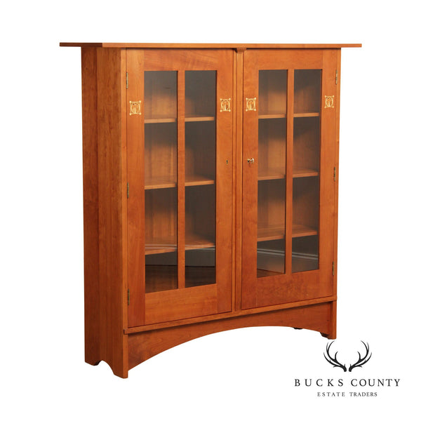 Stickley Mission Collection Harvey Ellis Cherry Bookcase with Inlay