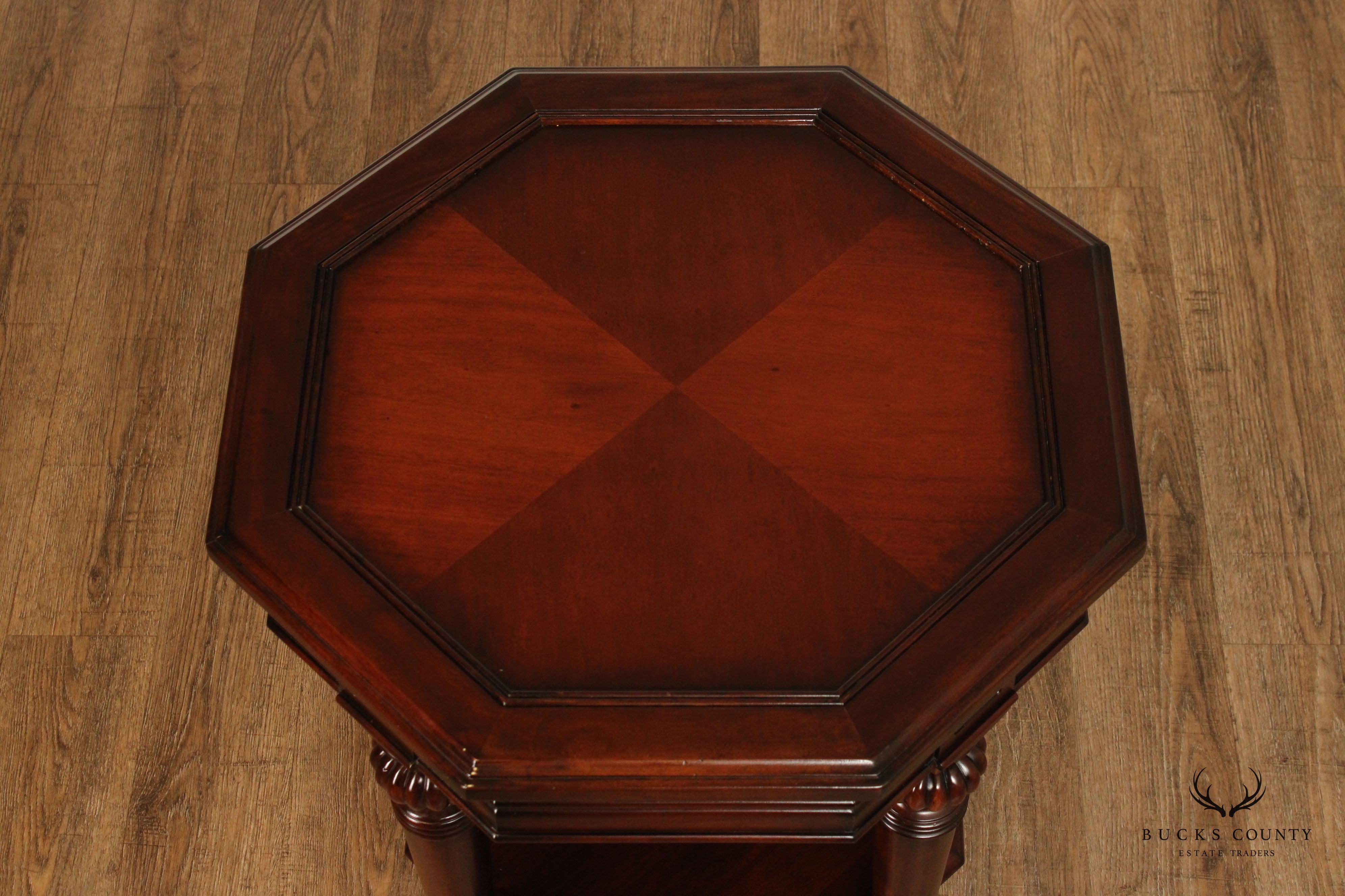 Regency Style Octagonal Two-Tier Mahogany Side Table