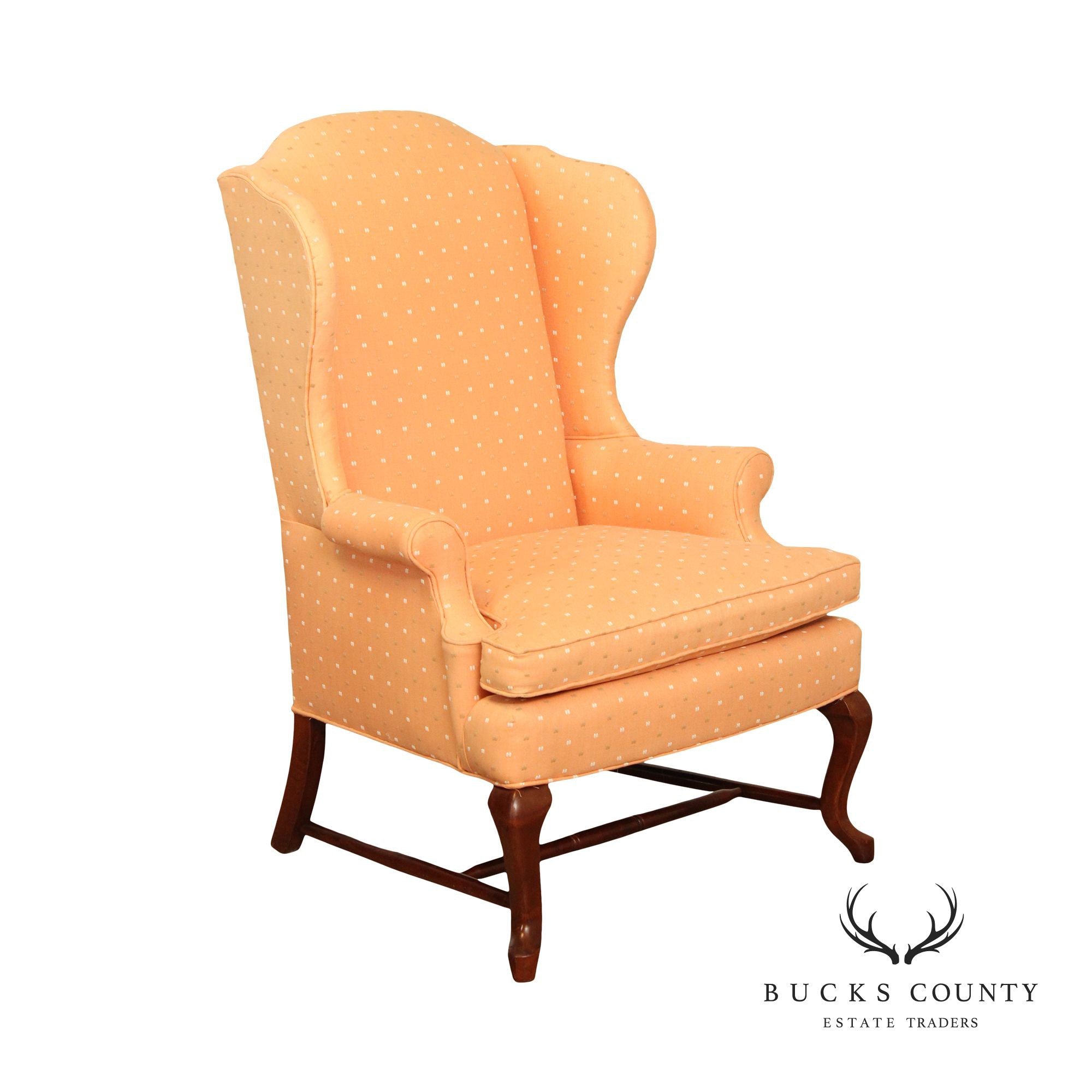 Hammary Queen Anne Style Custom Upholstered Wingback Chair