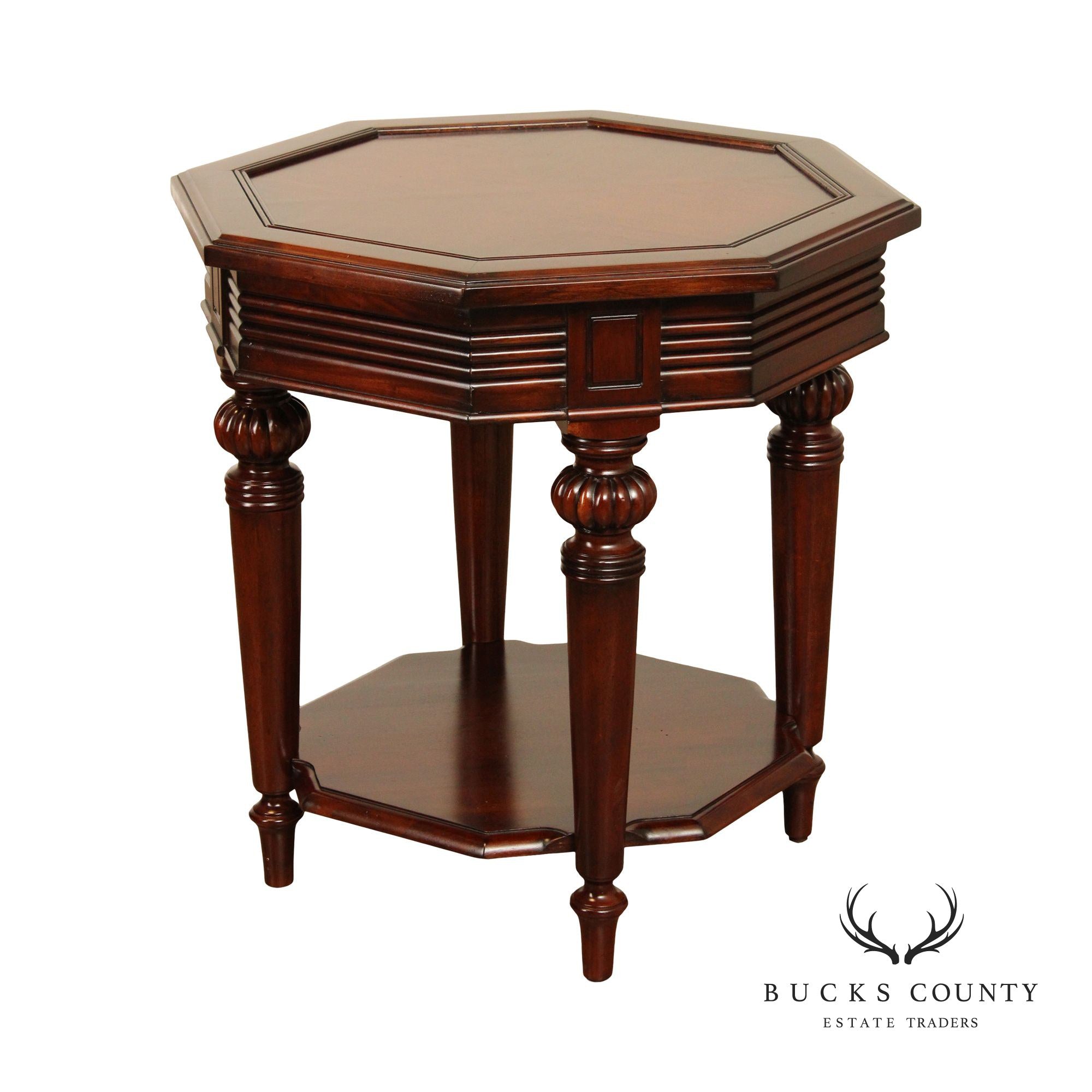 Regency Style Octagonal Two-Tier Mahogany Side Table