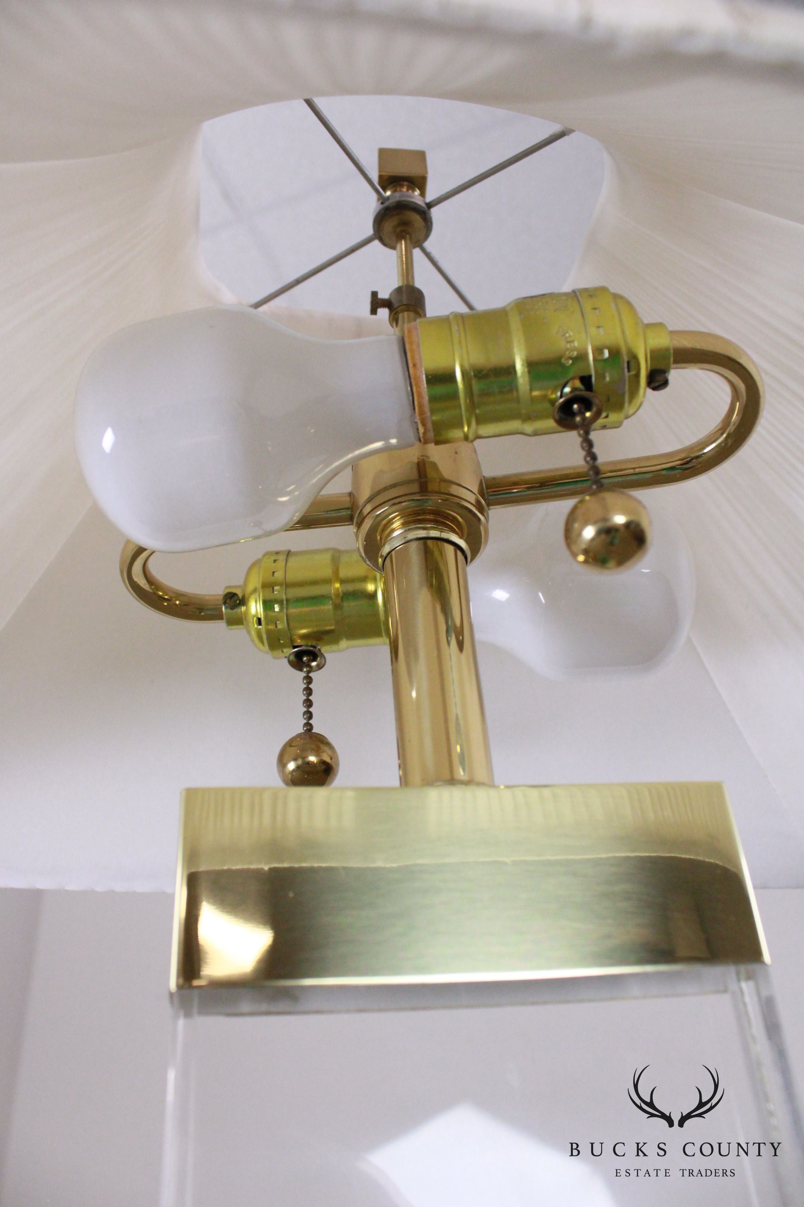 Lucite & Brass Ram's Head Vintage Floor Lamp