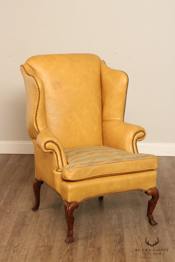 Georgian Style Leather Wing Chair By Leathercraft
