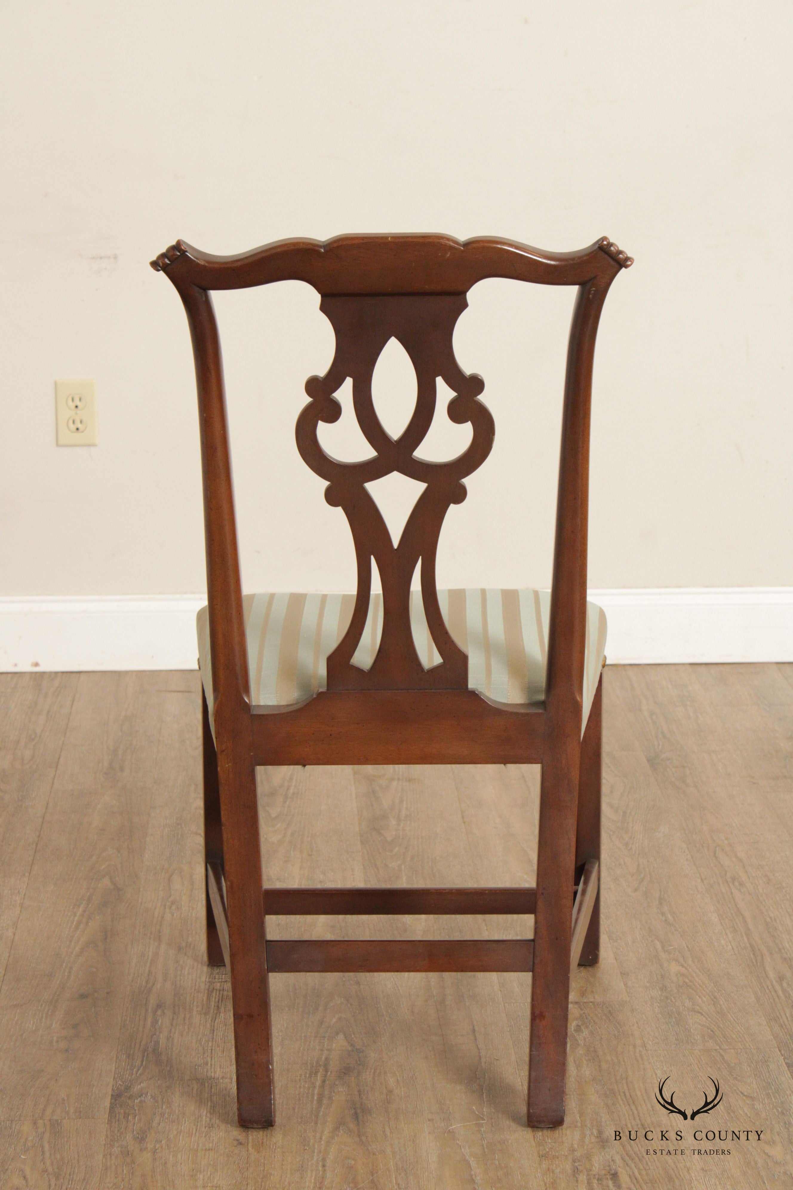 Kittinger Chippendale Style Set Eight Mahogany Dining Chairs