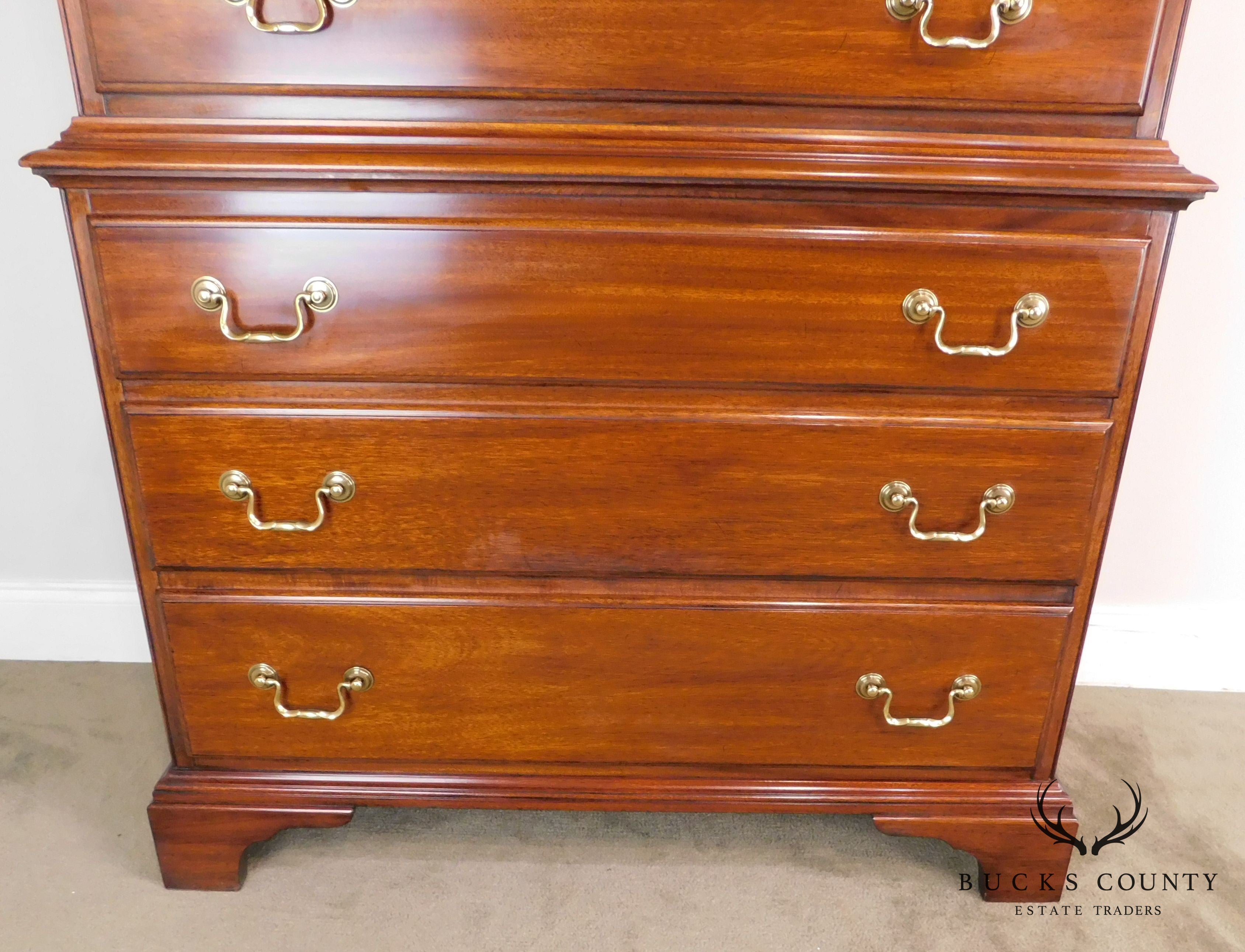 Henkel Harris Chippendale Style # 164 Mahogany High Chest on Chest