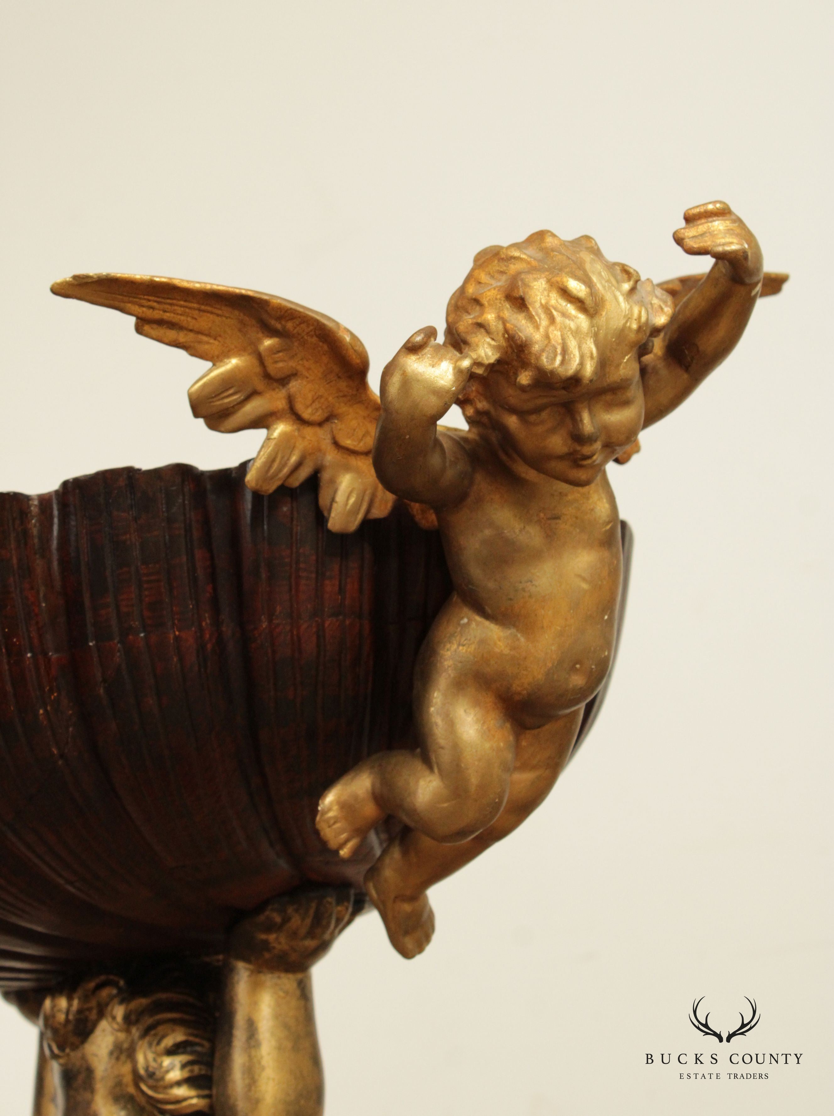 Antique French Giltwood Cherub Baptismal Stand