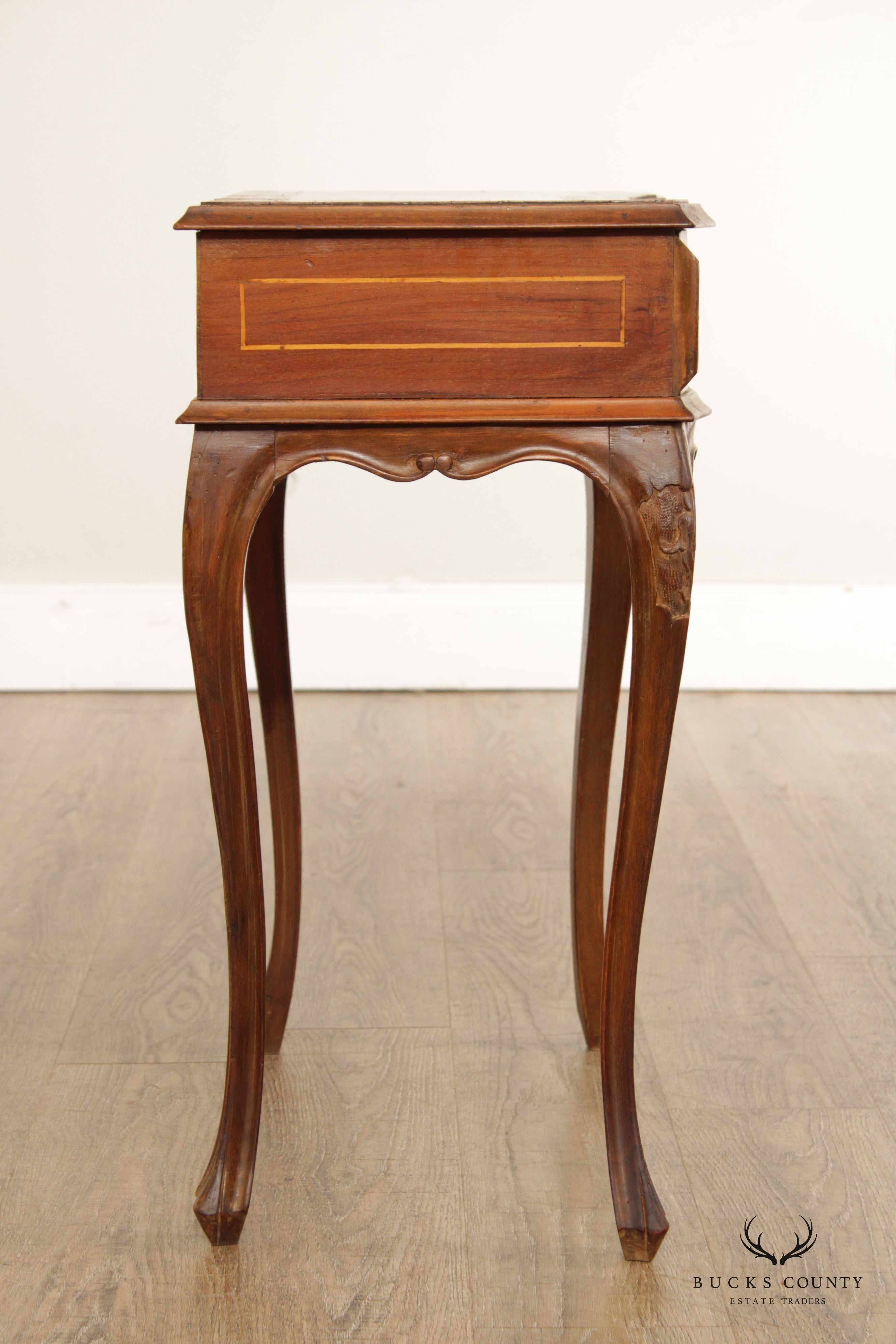 Italian Provincial Walnut Single Drawer Nightstand