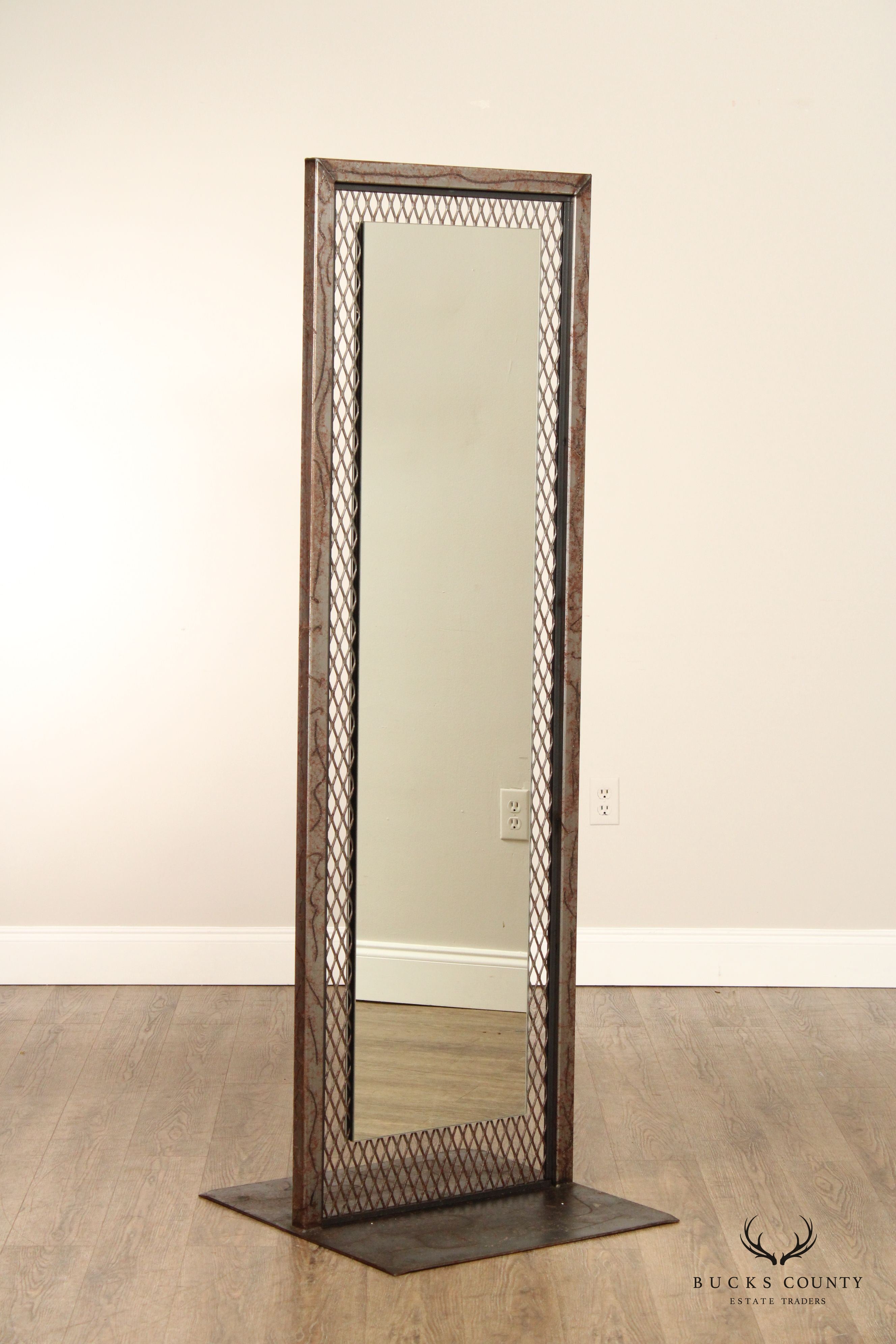 Unusual Custom Crafted Brutalist Steel Double Sided Dressing Mirror