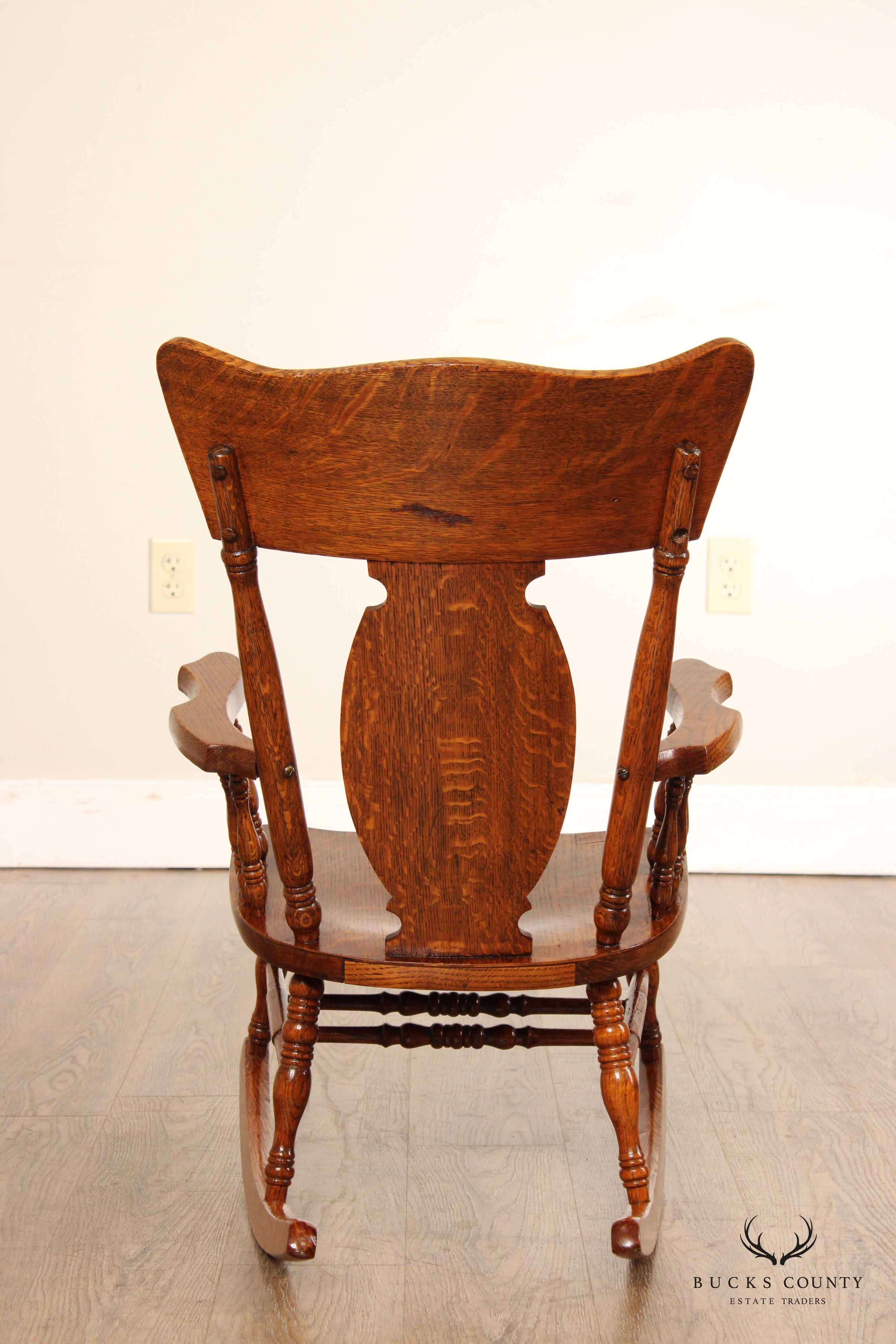 Antique Victorian Oak Child's Miniature Rocker