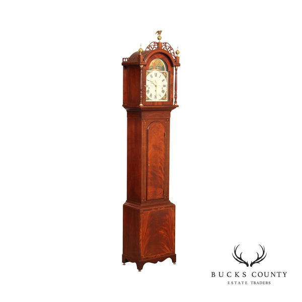 Sligh Federal Style Inlaid Mahogany Tall Case Clock