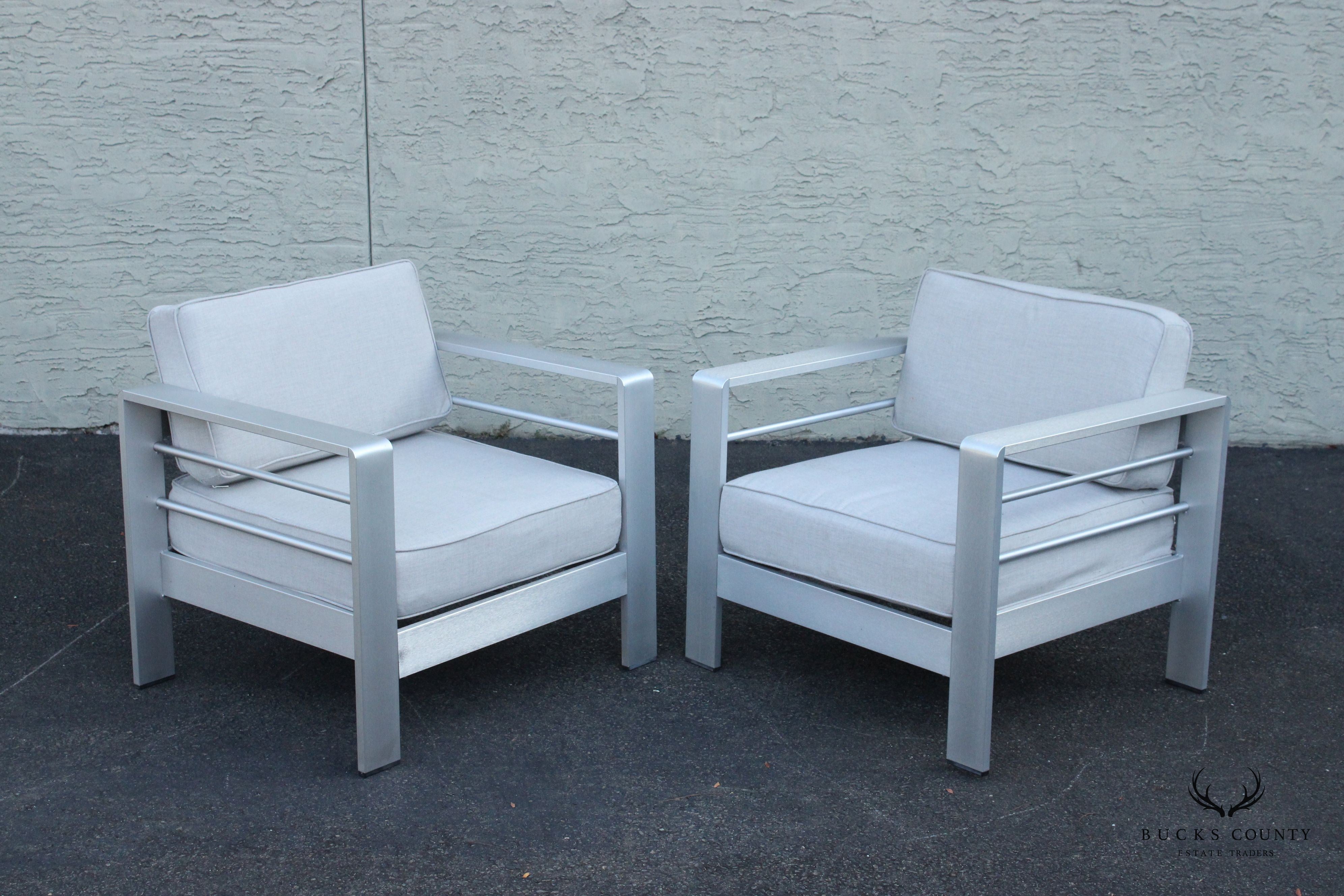 Mozaic Company Modern Pair of Aluminum Outdoor Lounge Chairs