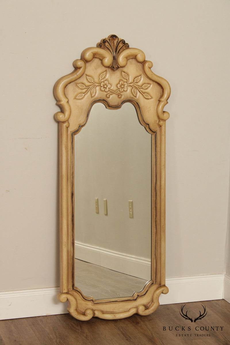 French Louis XV Style Vintage Cream Painted Carved Frame Wall Mirrors