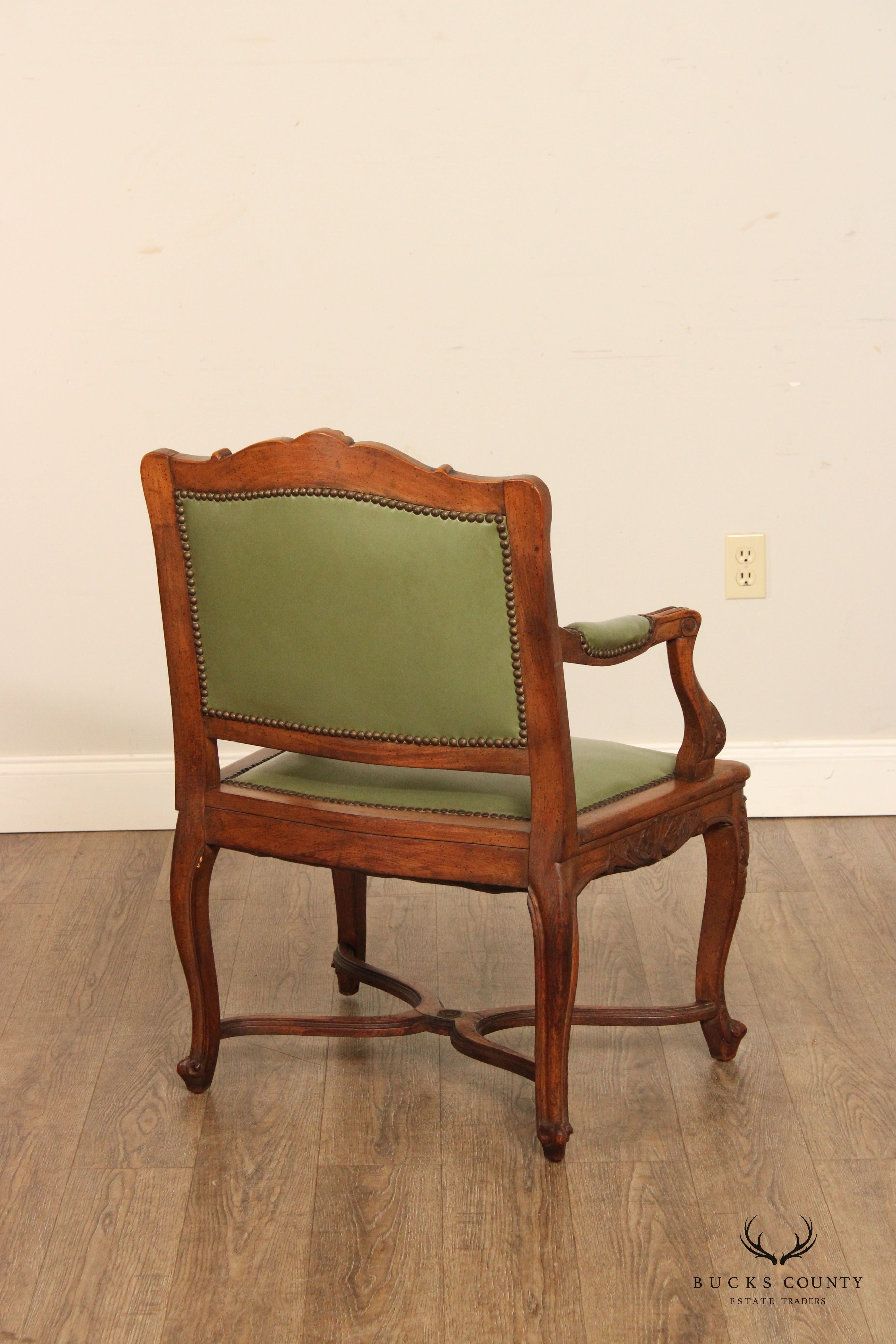 French Louis XV Style Vintage Pair of Carved Walnut Wide-Seat Fauteuil Armchairs