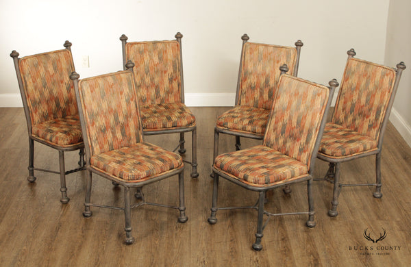 Pompeii Furniture Vintage Set of Six Aluminum And Upholstered Dining Chairs