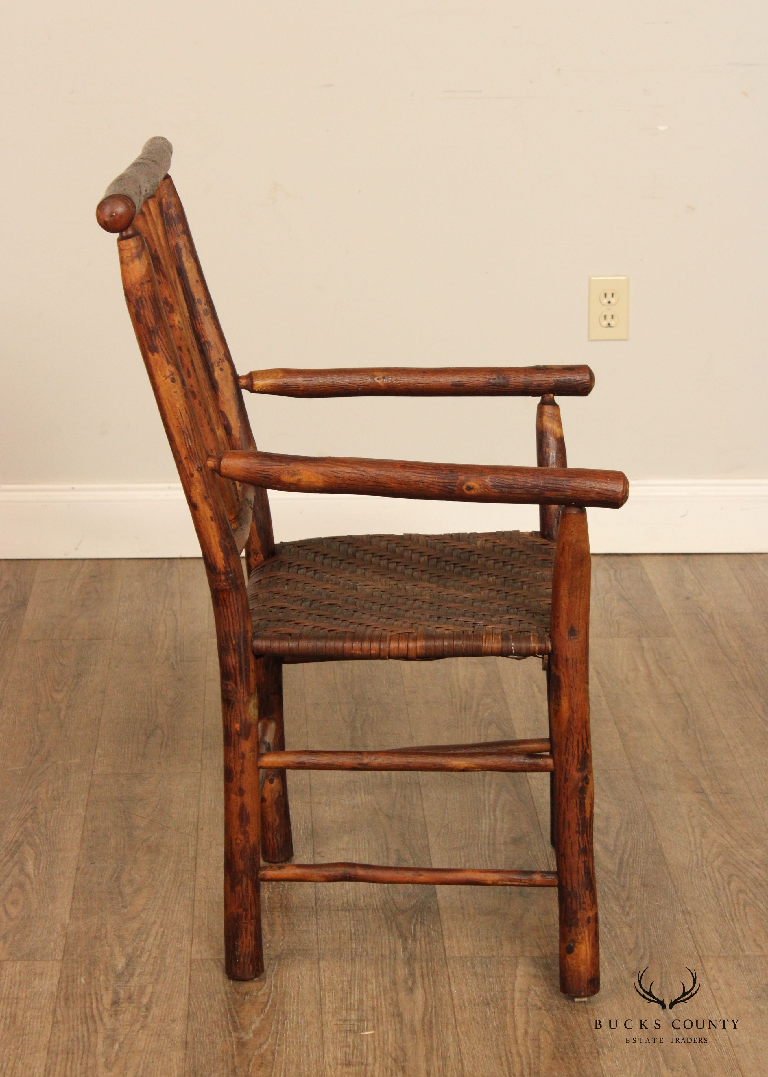 Antique Rustic Hickory Furniture Co  Adirondack Style Armchair