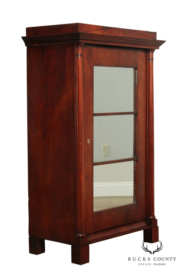 Antique 19th Century Mahogany Biedermeier Style Mirror Door Cabinet