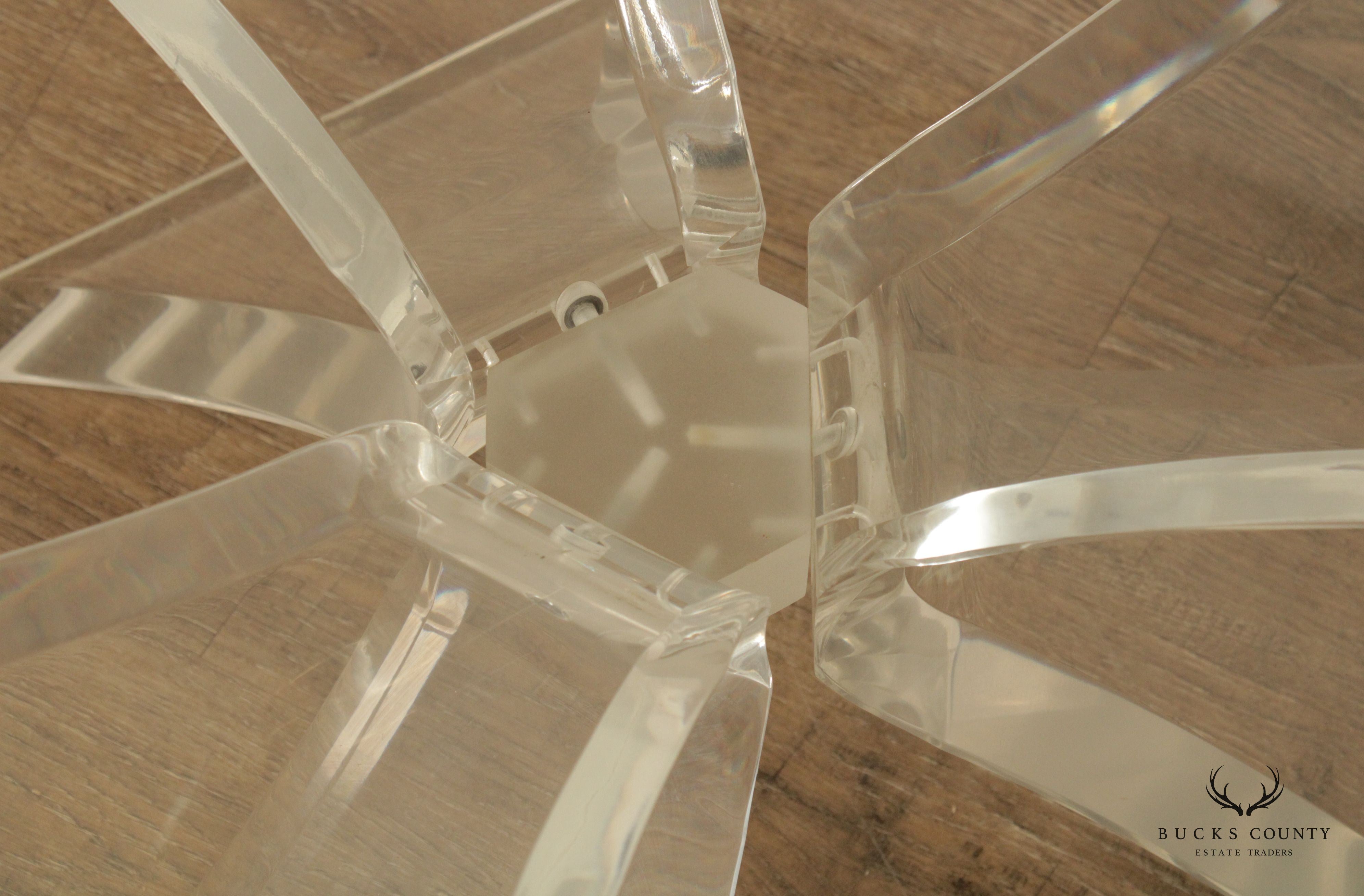 Post Modern Round Glass Top Acrylic Base Butterfly Coffee Table