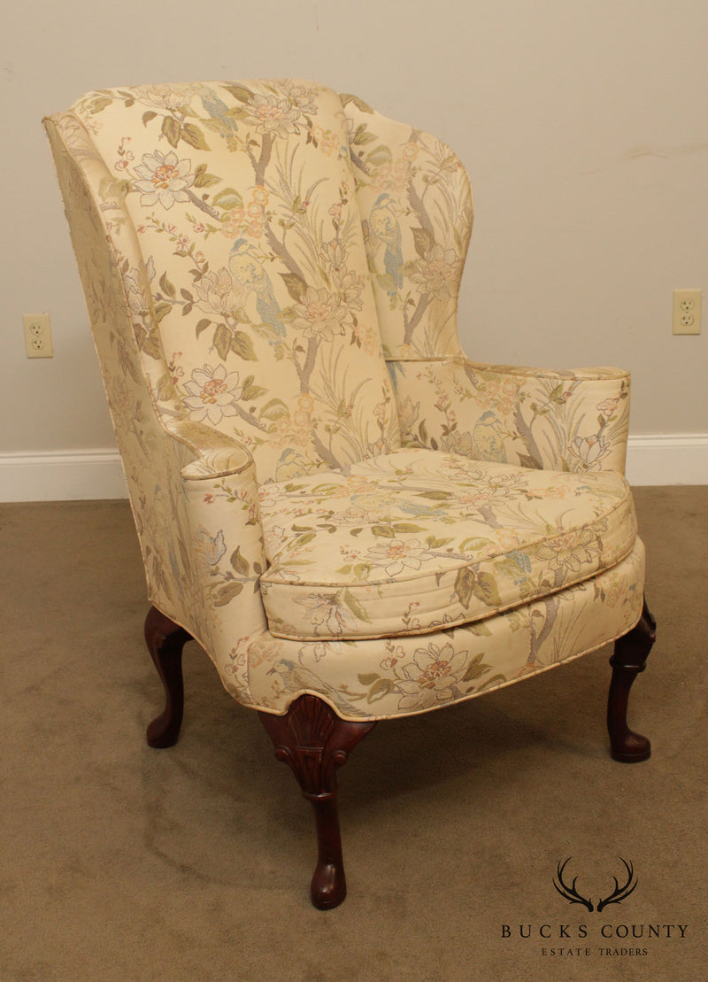 Hickory Chair Vintage Mahogany Queen Anne Style Wing Chair Frame