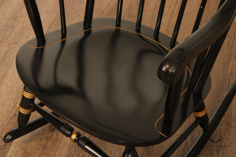 Early American Hitchcock Style Ebonized and Stencil Decorated Windsor Rocker