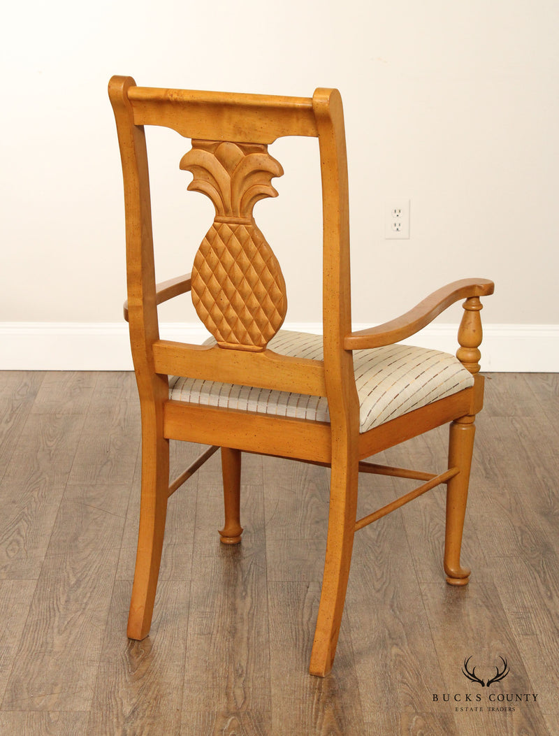 Pair Carved Pineapple Back Armchairs