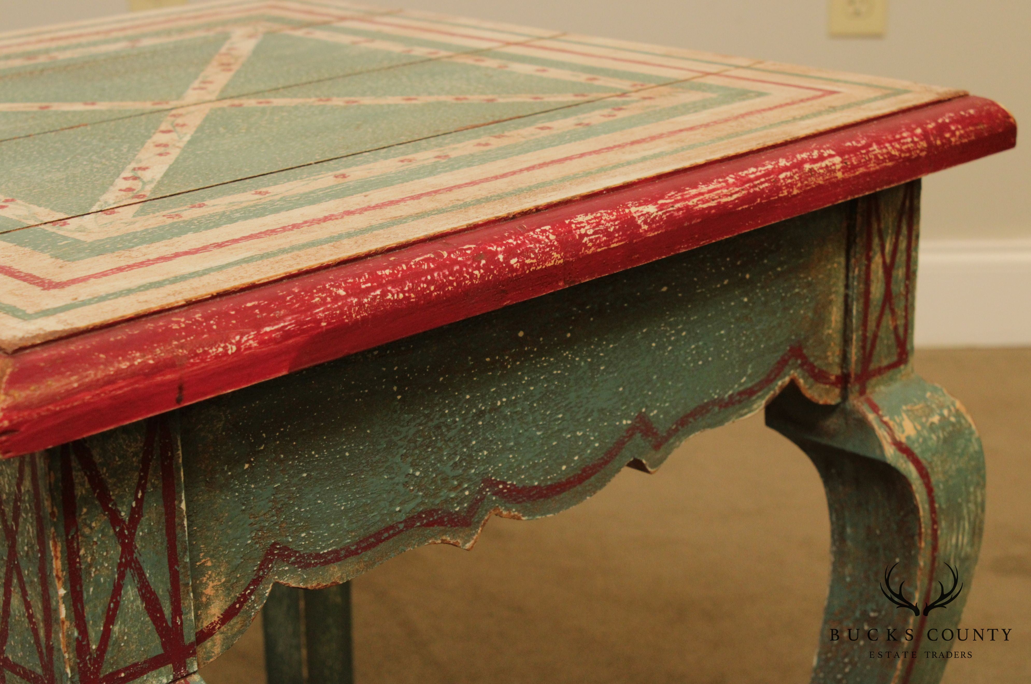 French Country Style Distressed Painted Side Table