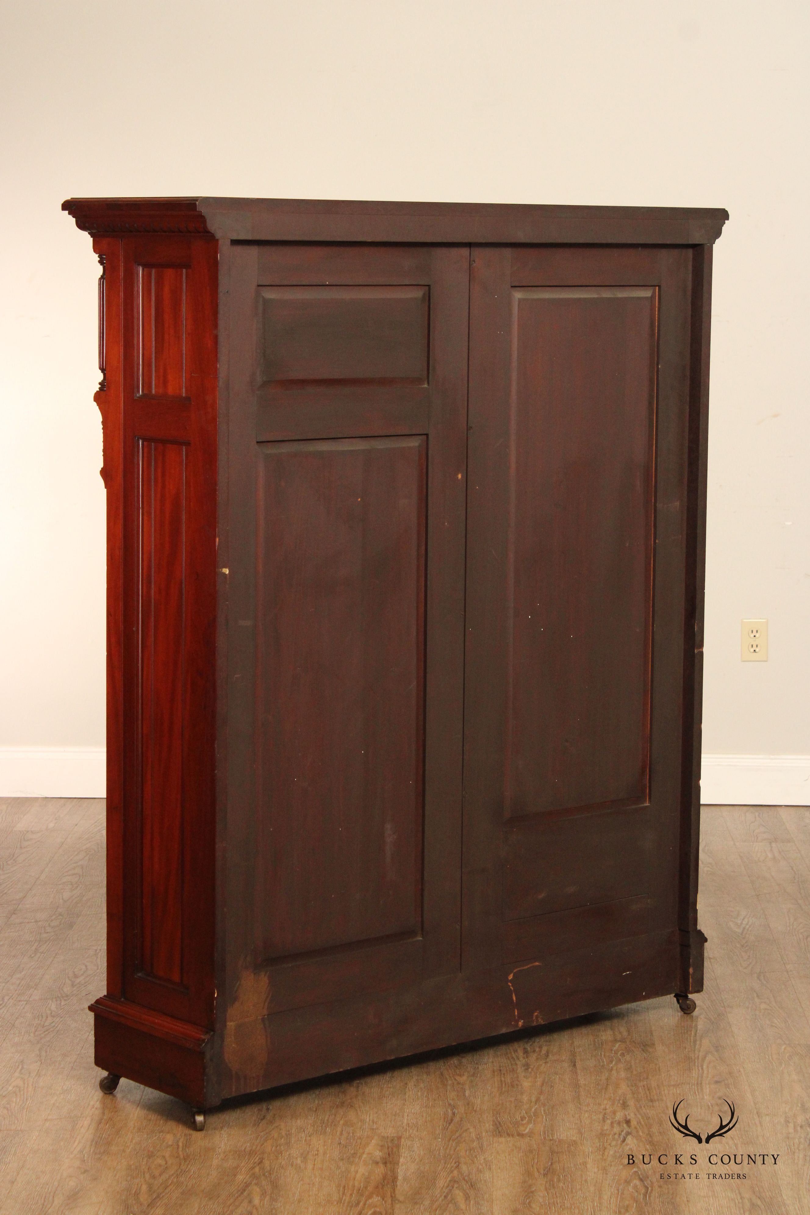 Antique Renaissance Revival Carved Mahogany Bookcase