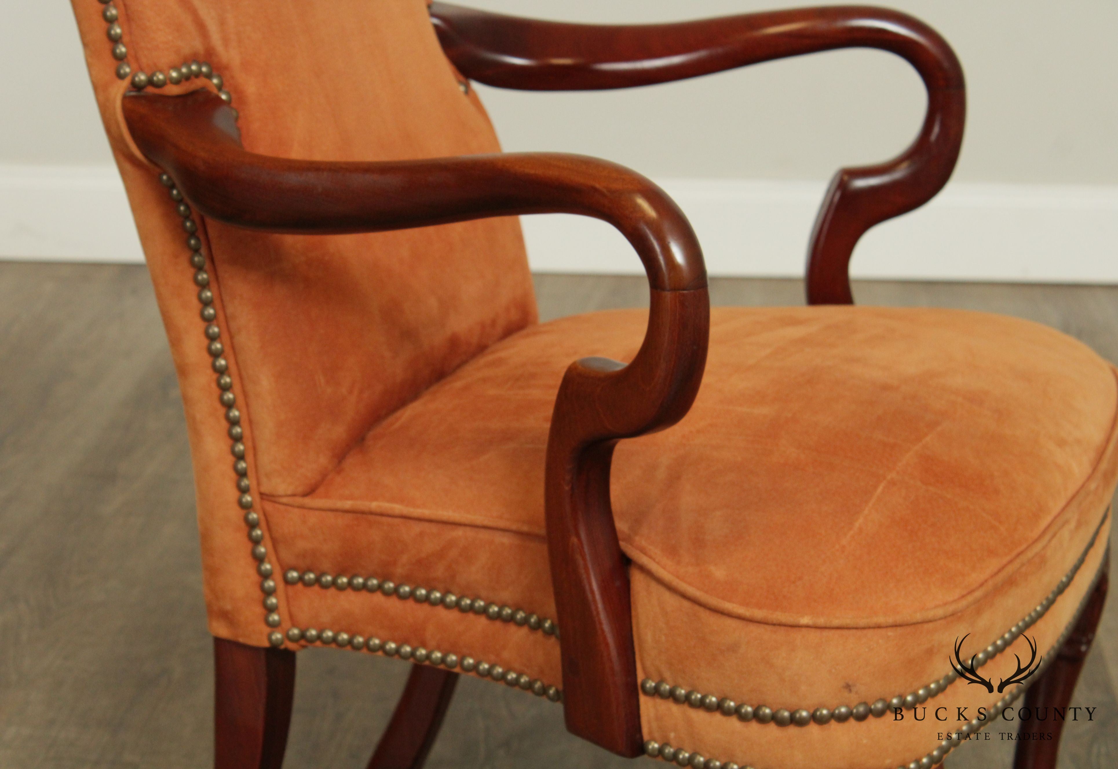 Queen Anne Style Mahogany Frame Armchair