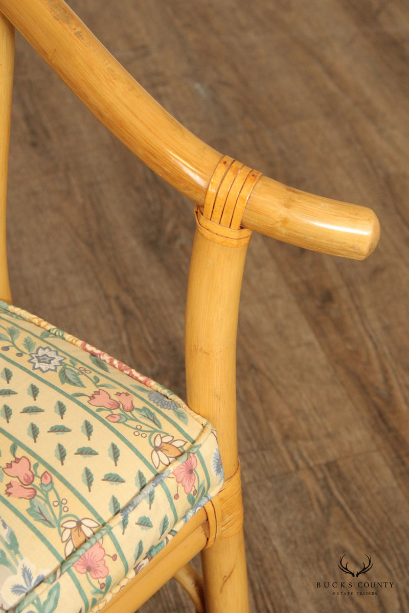 Chinese Bent Bamboo Vintage Set Of Four Horseshoe Back Armchairs