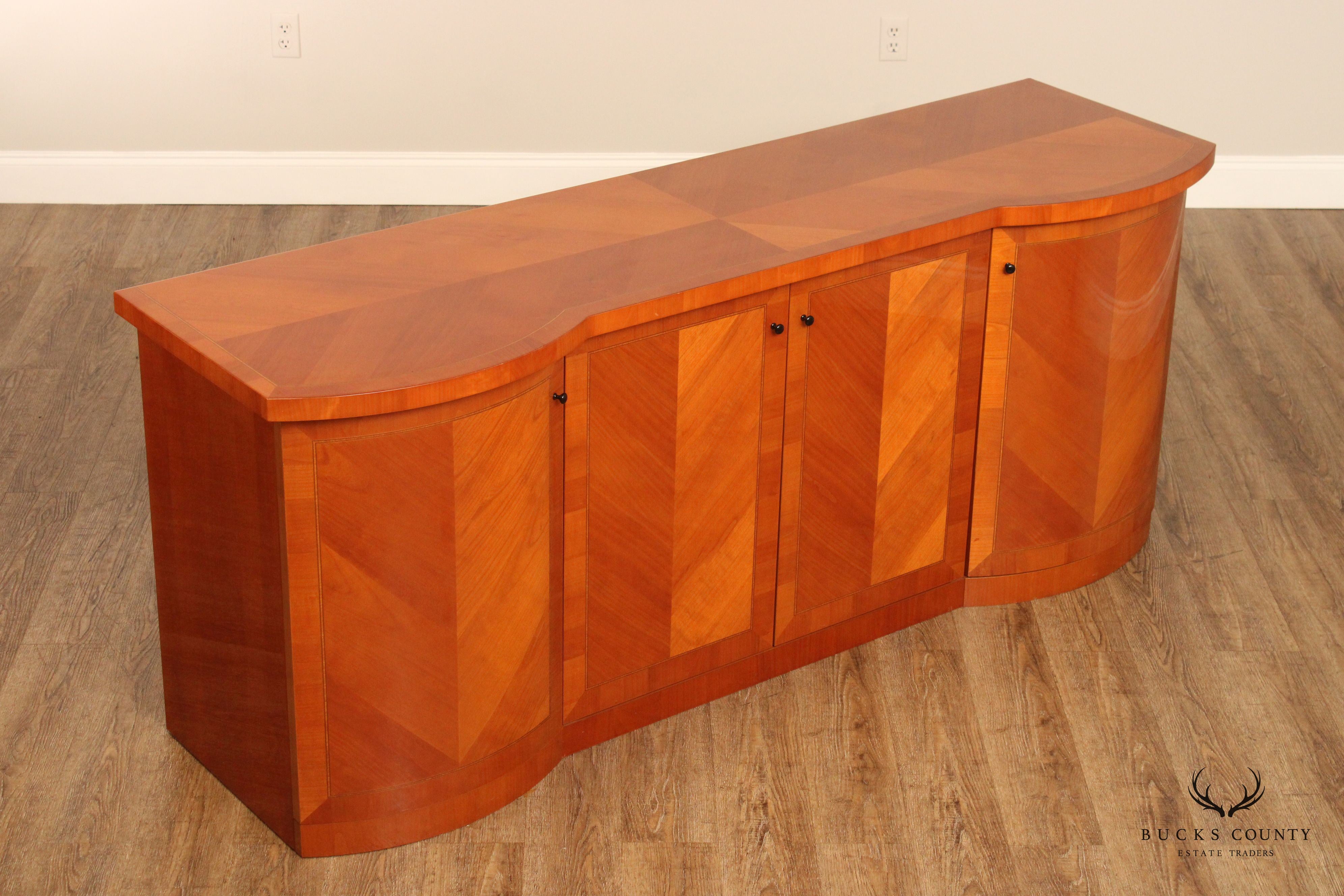 John Turano and Sons Italian Lacquered Cherry Chevron Pattern Sideboard By John Turano and Sons (Not Labeled)