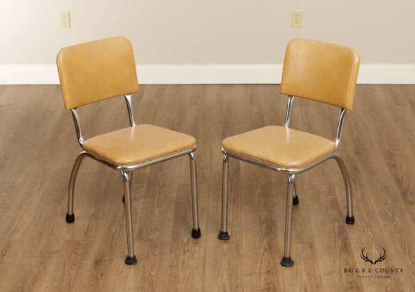 Royal Metal Vintage Pair of Chrome and Vinyl Side Chairs