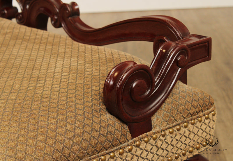 Quality Carved Mahogany Rococo Style Window Bench