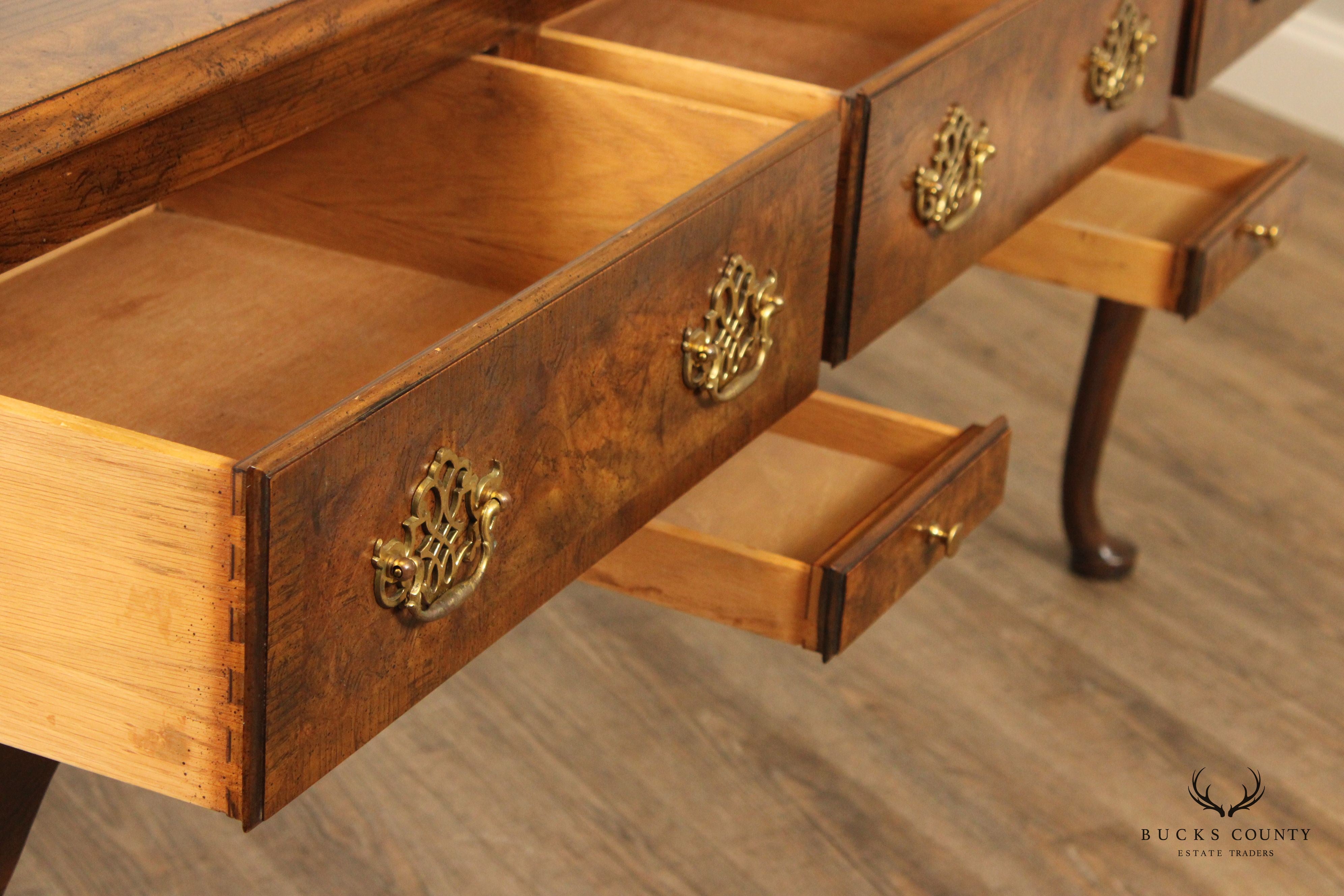 Baker Queen Anne Style Burlwood Sideboard Buffet