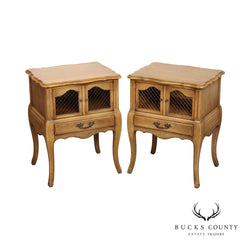 Fancher Vintage French Provincial Style Pair of Fruitwood Nightstands