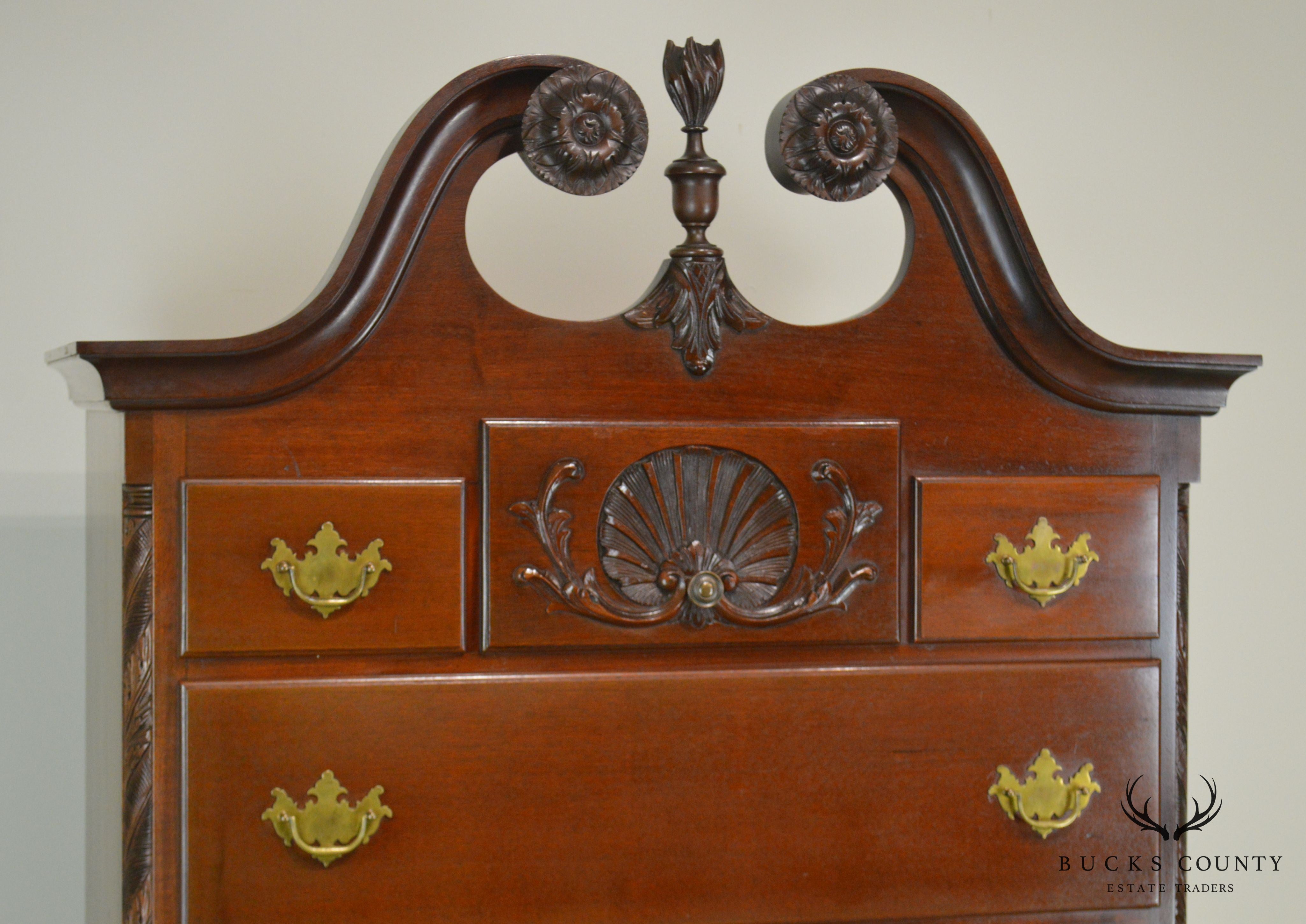 Chippendale Style Custom Crafted Mahogany Vintage Chest on Chest by Feldenkreis