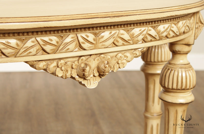French Louis XVI Style Carved Demi Lune Console