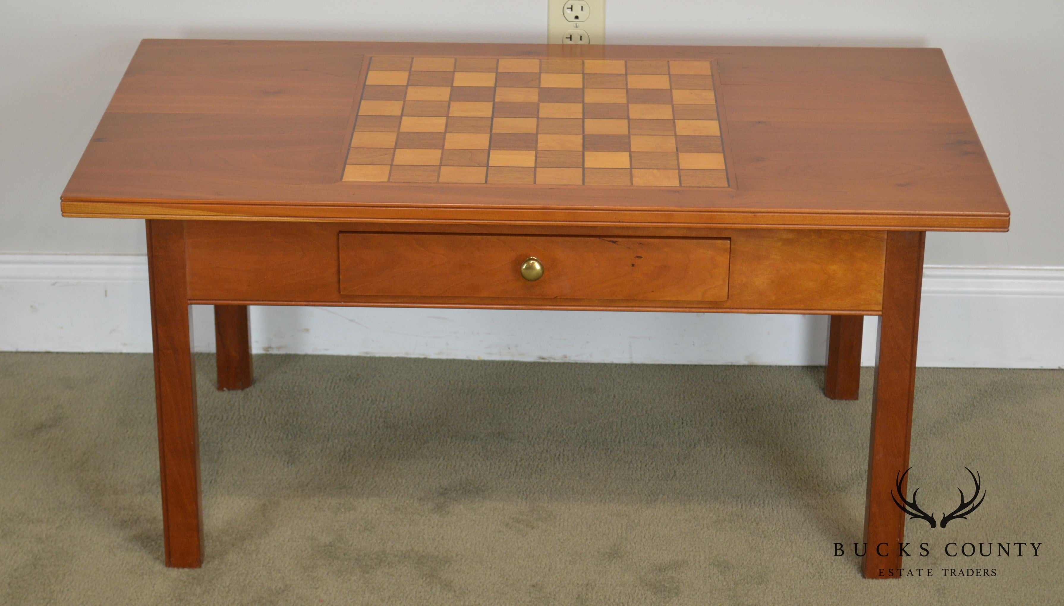 Hand Crafted Solid Cherry Wood Checkerboard Top Game Table by F. G. Harrison III