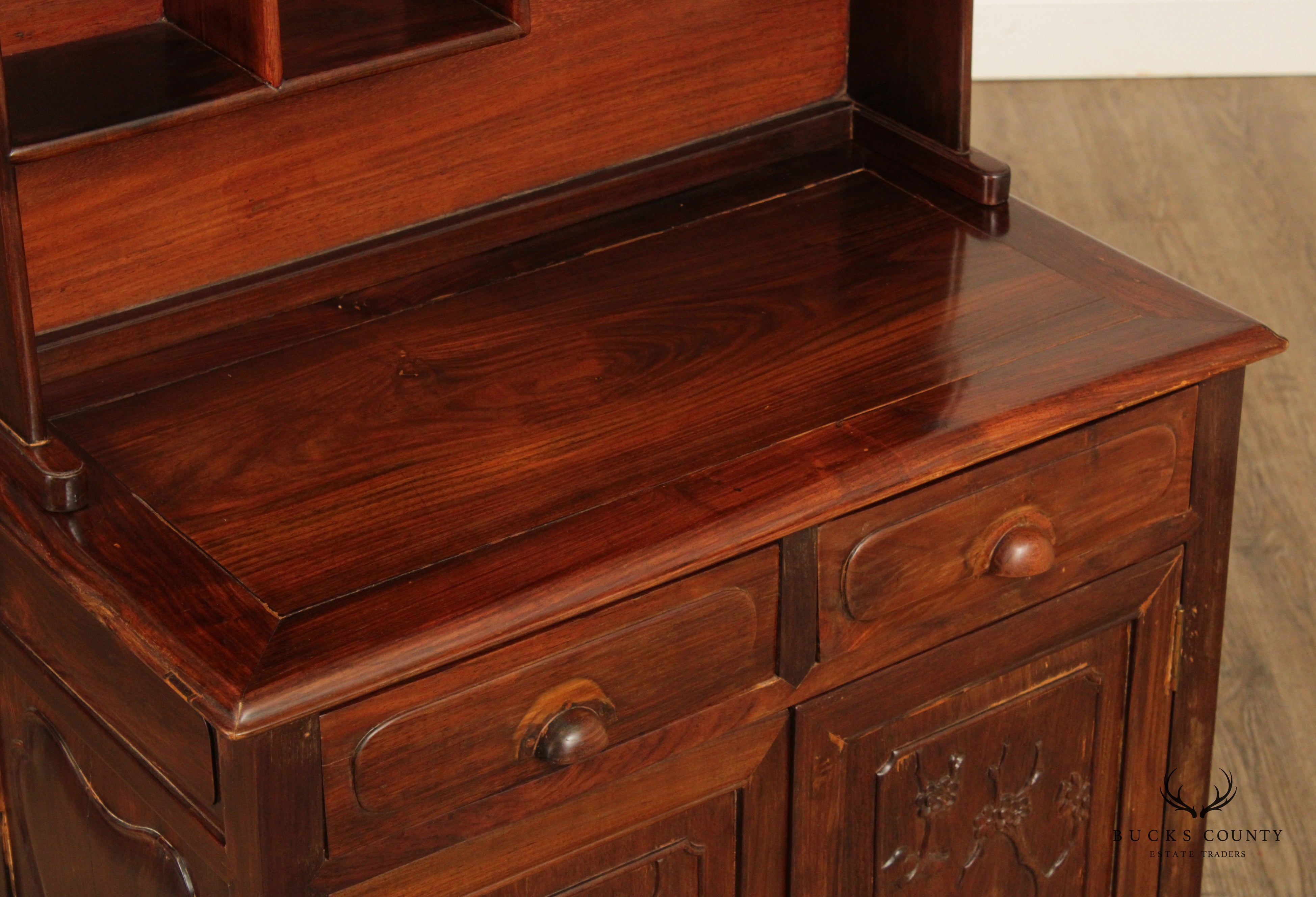 Antique Chinese Hardwood Etagere Cabinet