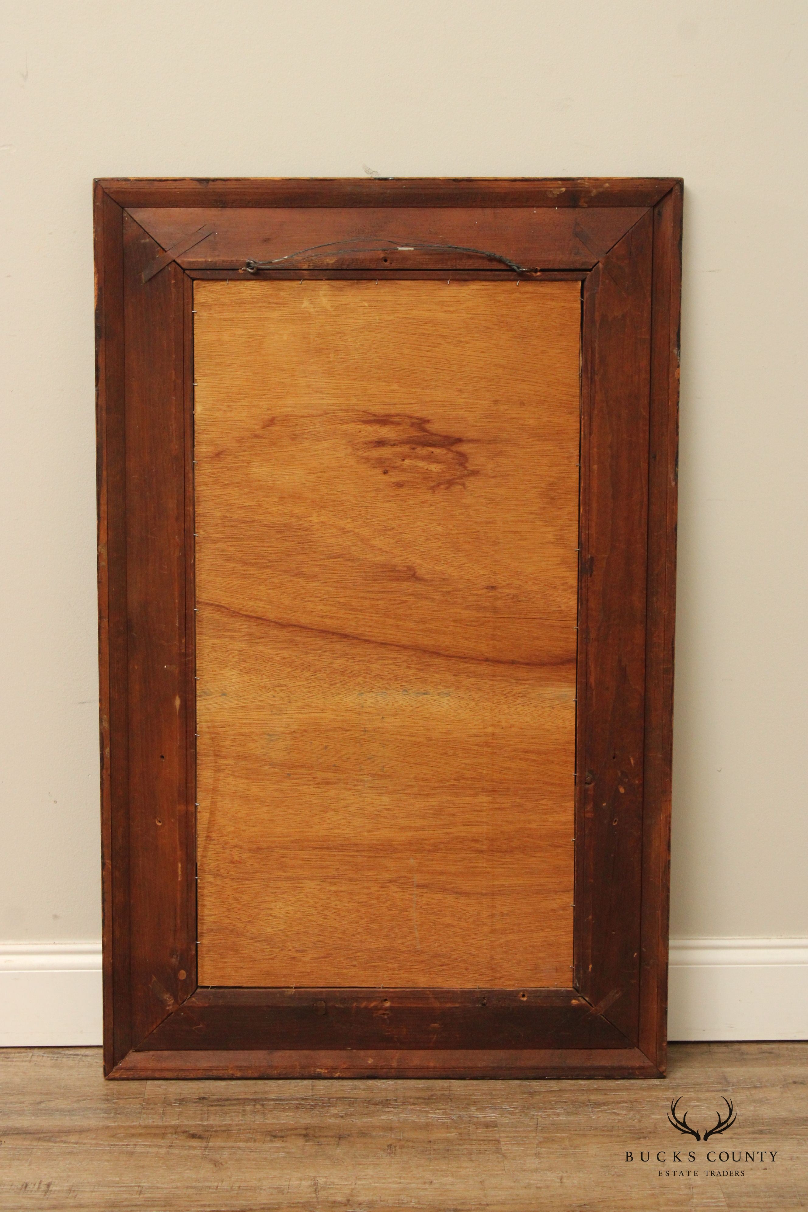 Large Antique Ogee Carved Pine Mirror