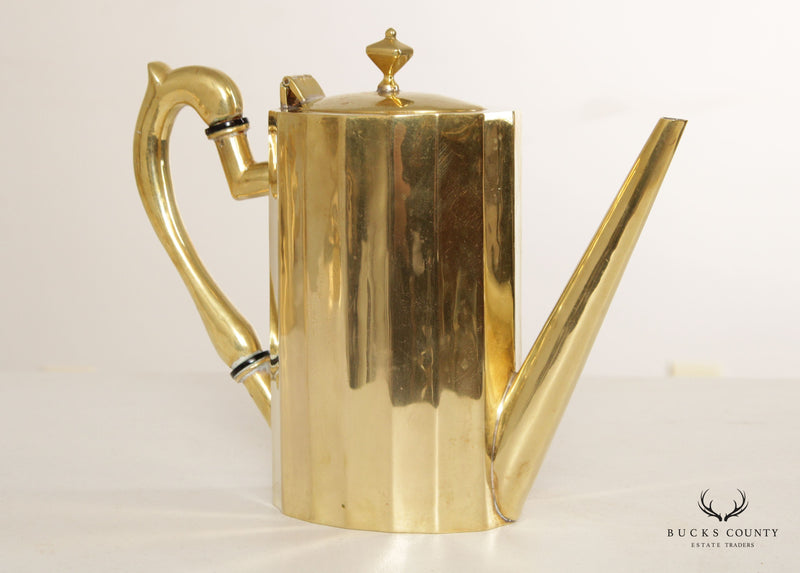 J. Jiminez Art Deco Style Brass 7 Piece Coffee & Tea Set