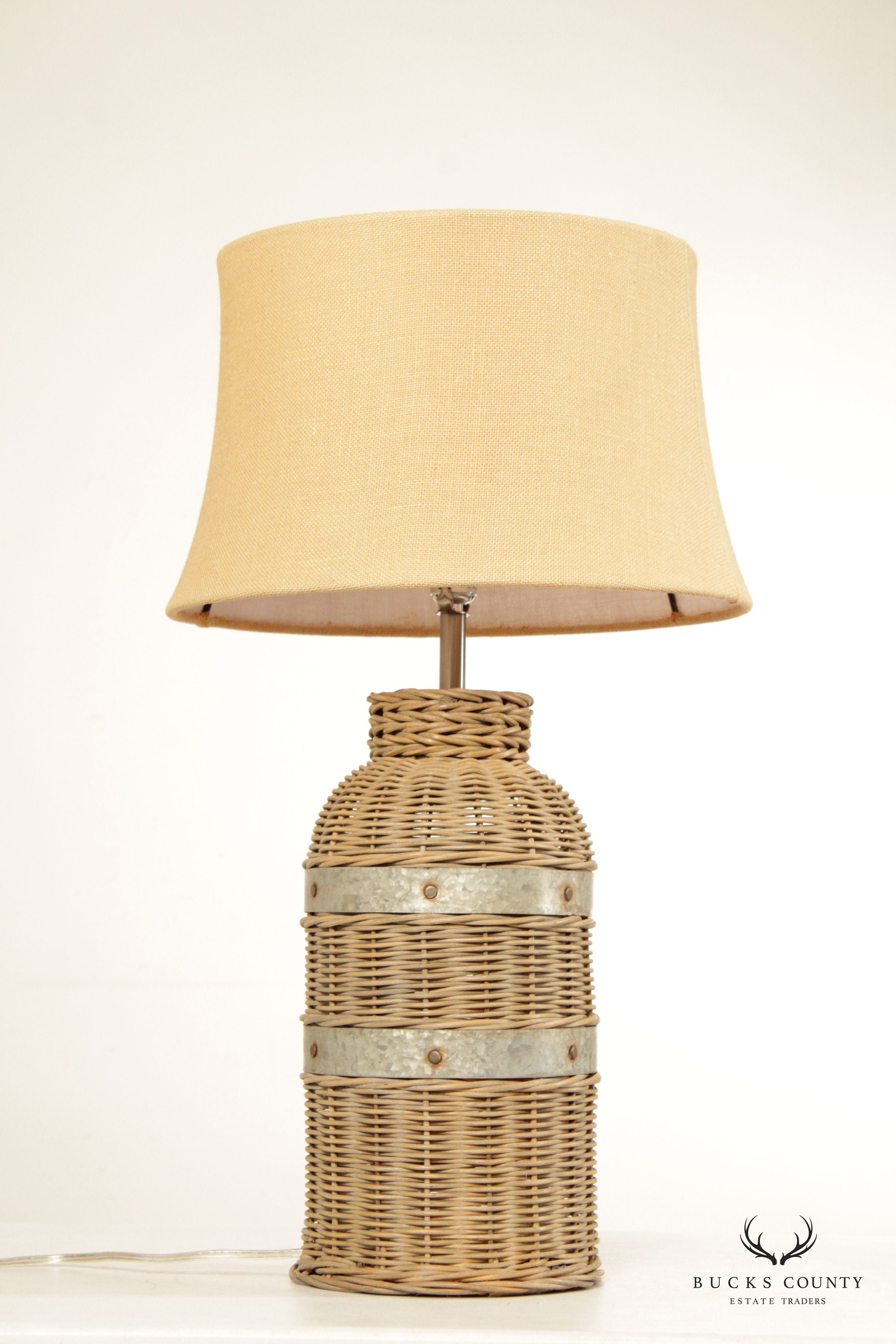 Pottery Barn Wicker and Metal Table Lamp