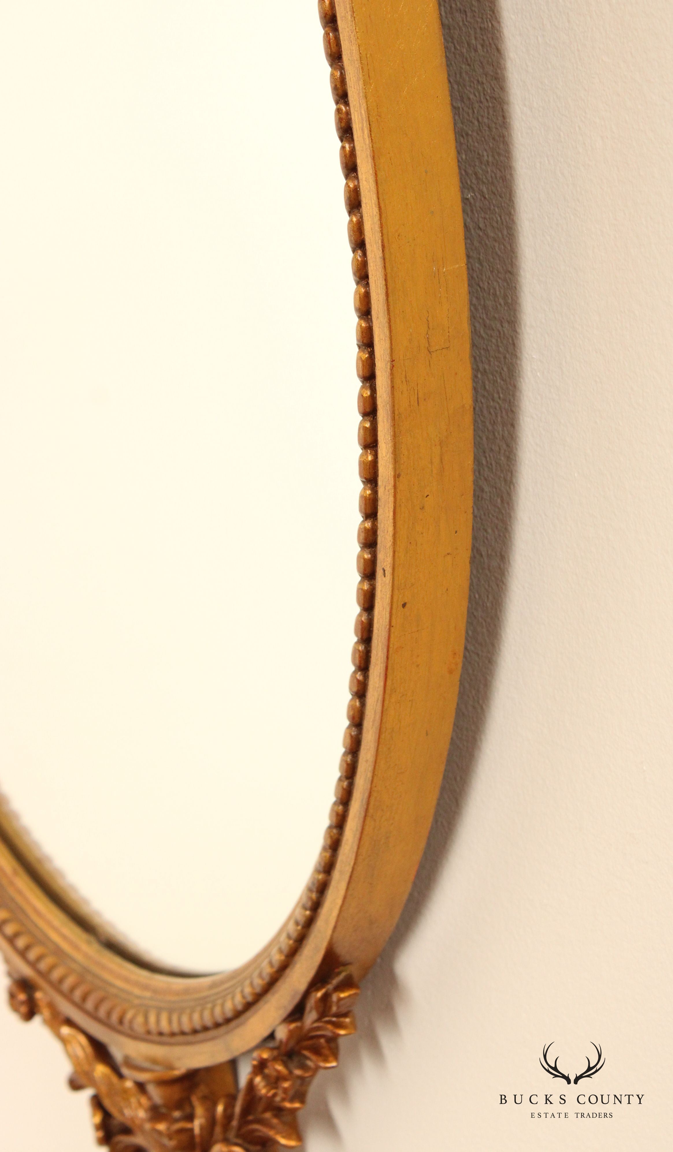 Adams Style Vintage Carved Gold Frame Oval Wall Mirror