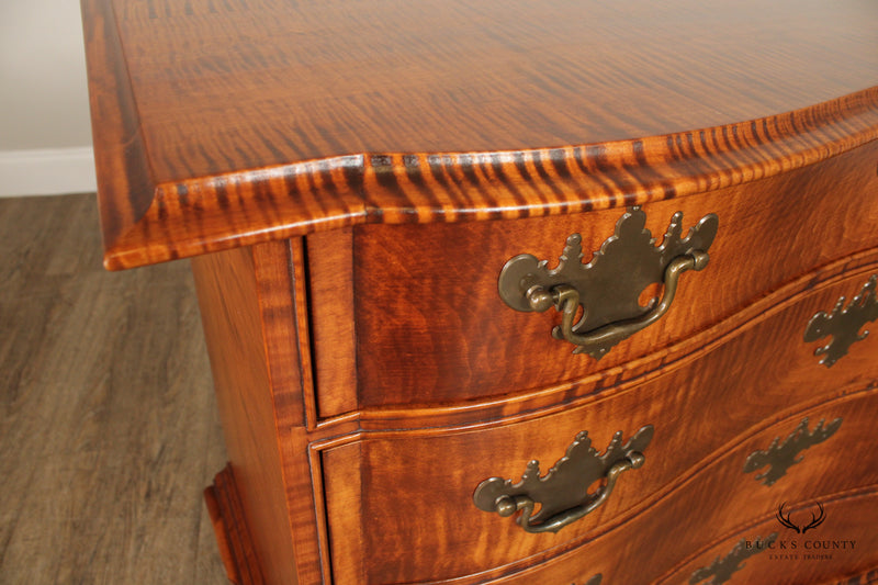 D.R. Dimes Chippendale Style Tiger Maple Chest of Drawers