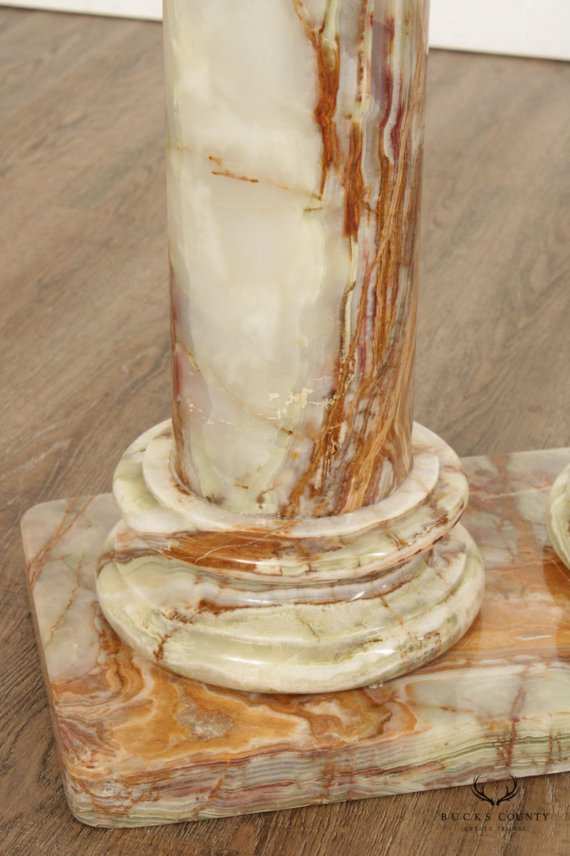 Neoclassical Column Onyx Pedestal Stand