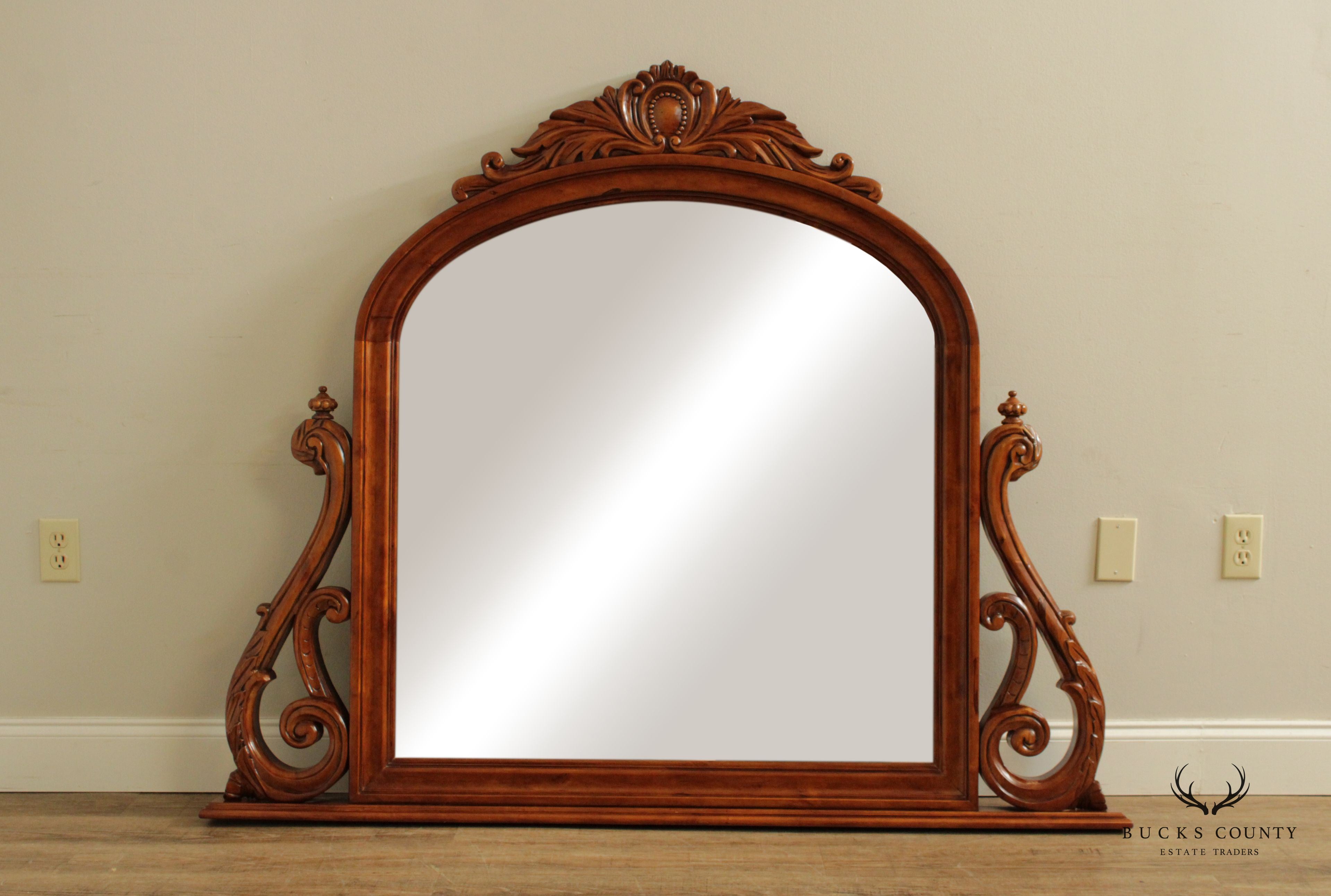 Victorian Style Carved Frame Large Over Mantel Mirror