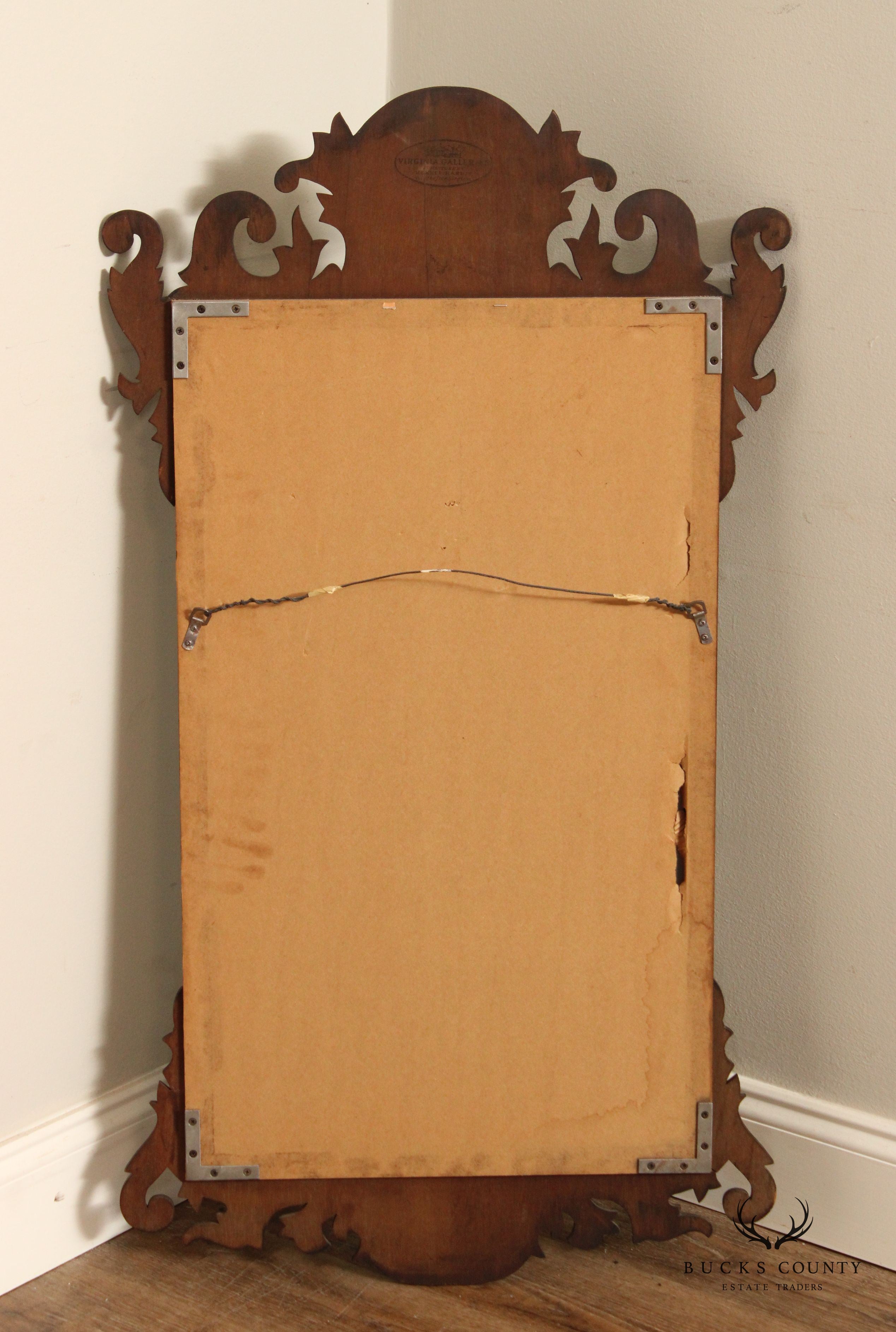 Henkel Harris Chippendale Style Mahogany Partial Gilt Wall Mirror