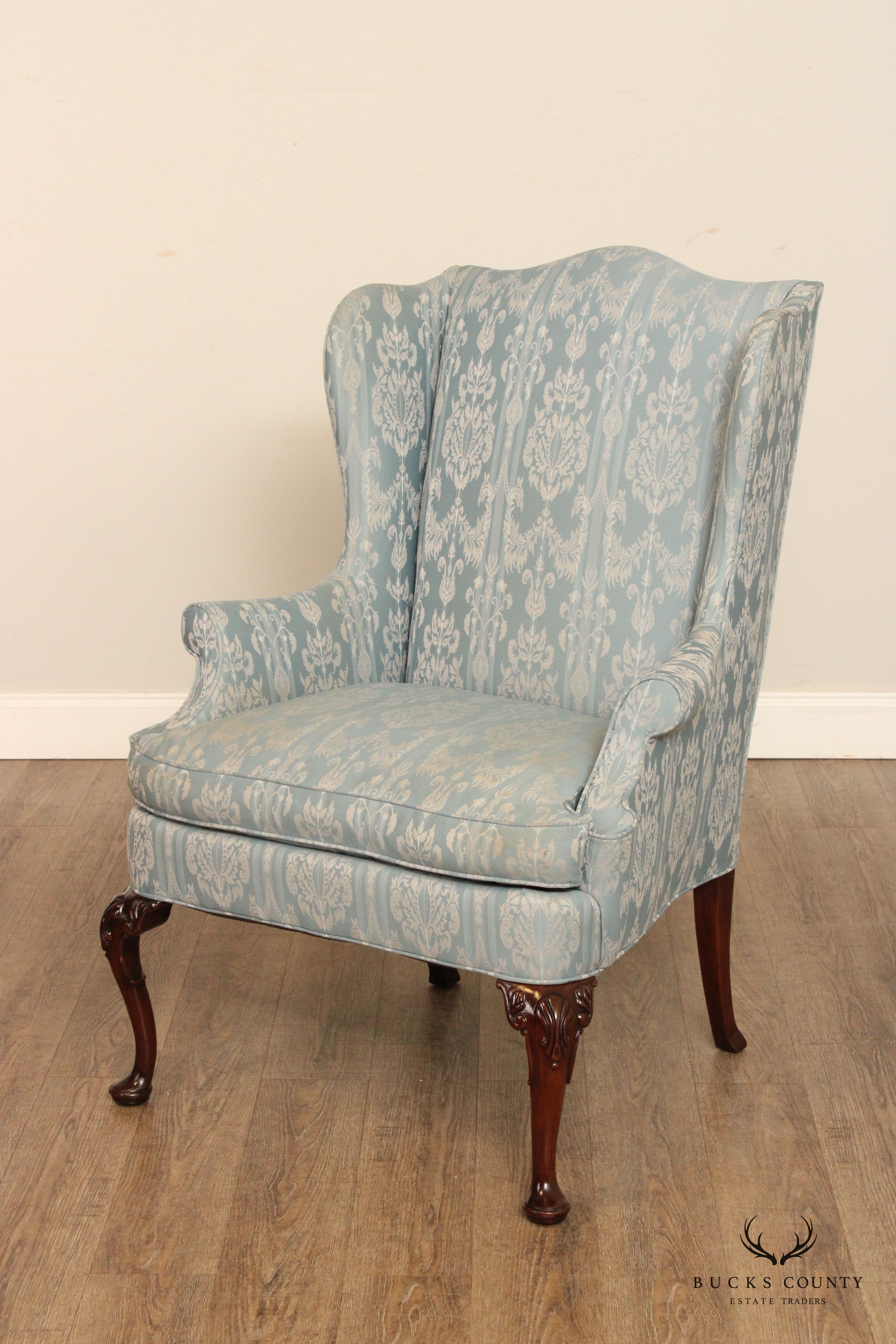 Hickory Chair Queen Anne Style Mahogany Wing Armchair